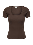 T-shirt JDY Marrone Lucky scollo a U 15370201 /Chicory Coffee JDY 