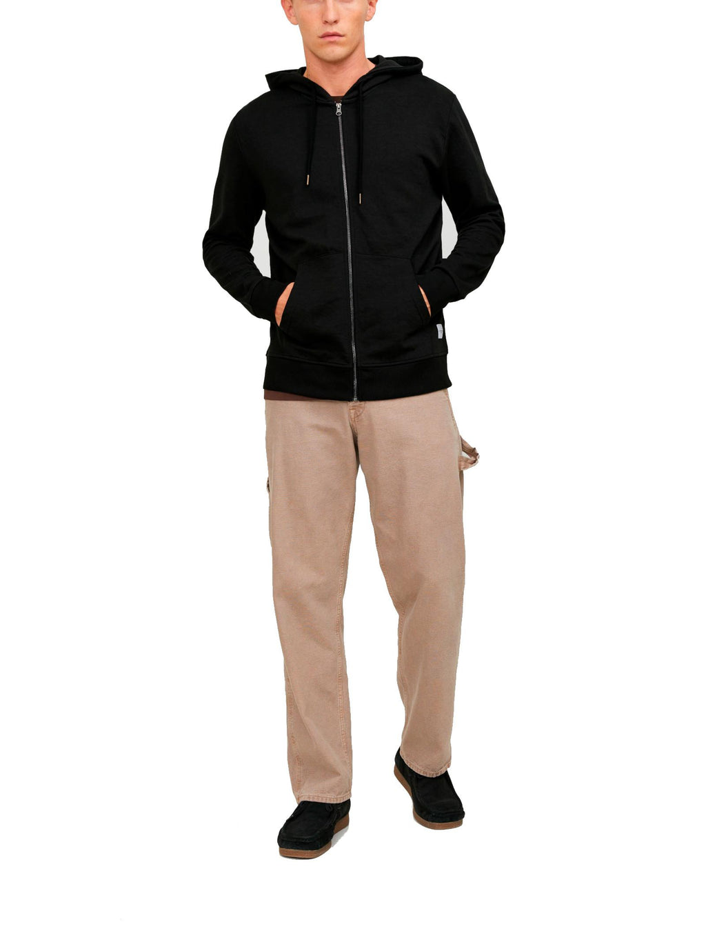 Felpa Jack & Jones Basic Nero con zip e cappuccio 12181901 /Black JACK & JONES 