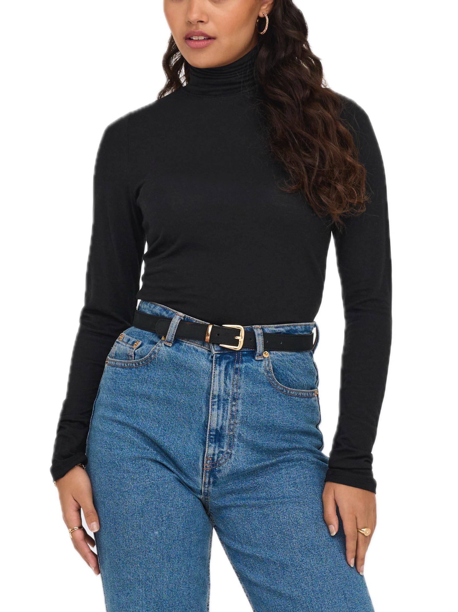 T-shirt Jacqueline De Yong Suma Nero collo alto 15311143 /Black JDY 