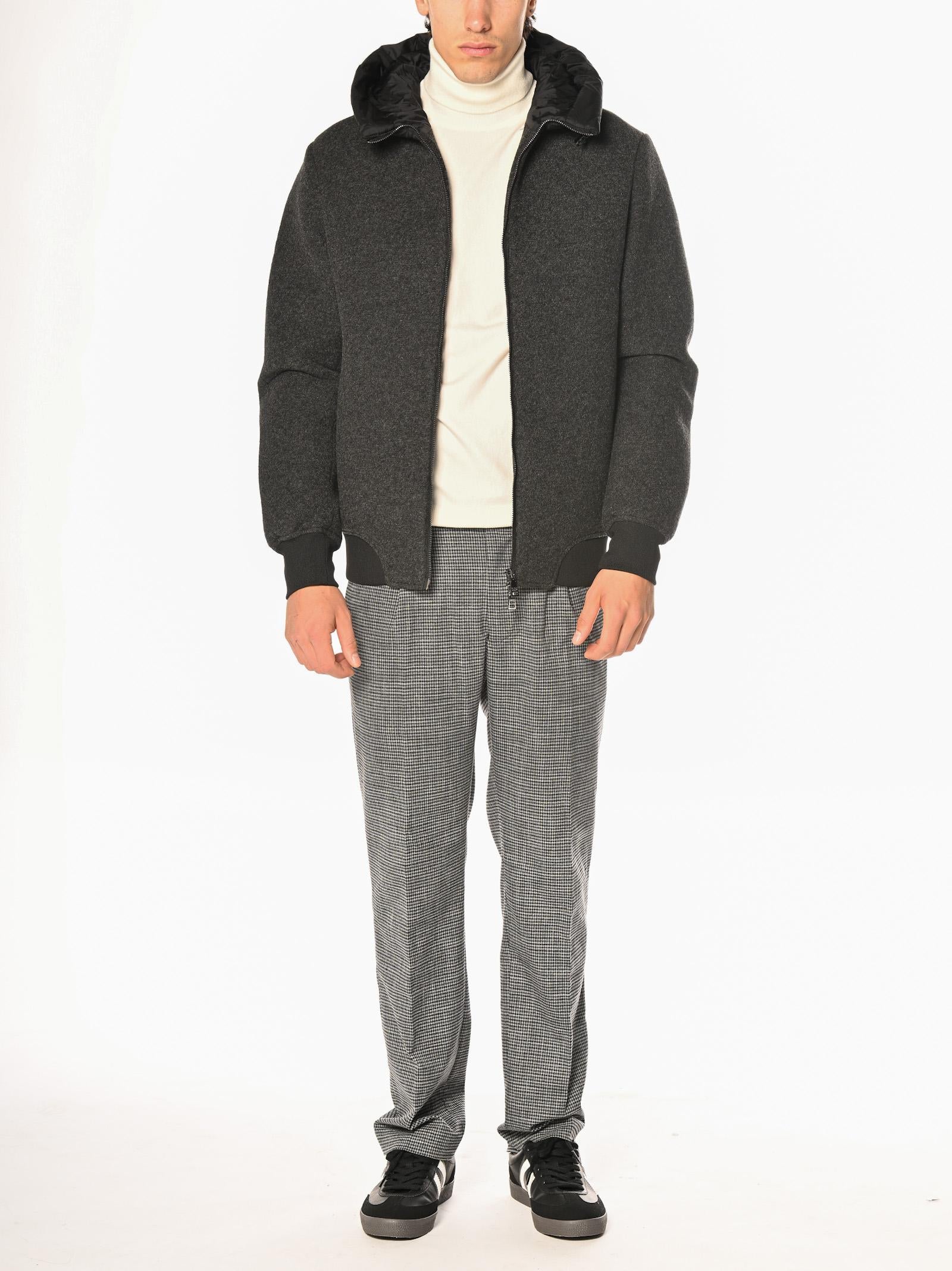 Bomber Seinse Nero in panno cappuccio GBI1096 NERO SEINSE 