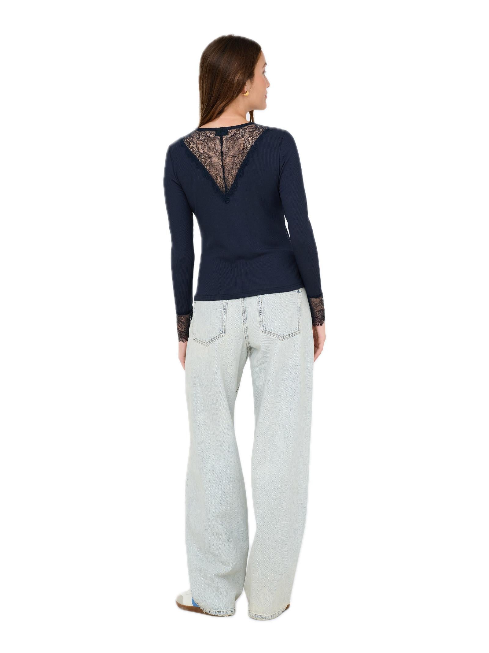 T-shirt Jacqueline De Yong Roxy Blu pizzo 15317464 /Total Eclipse JDY 