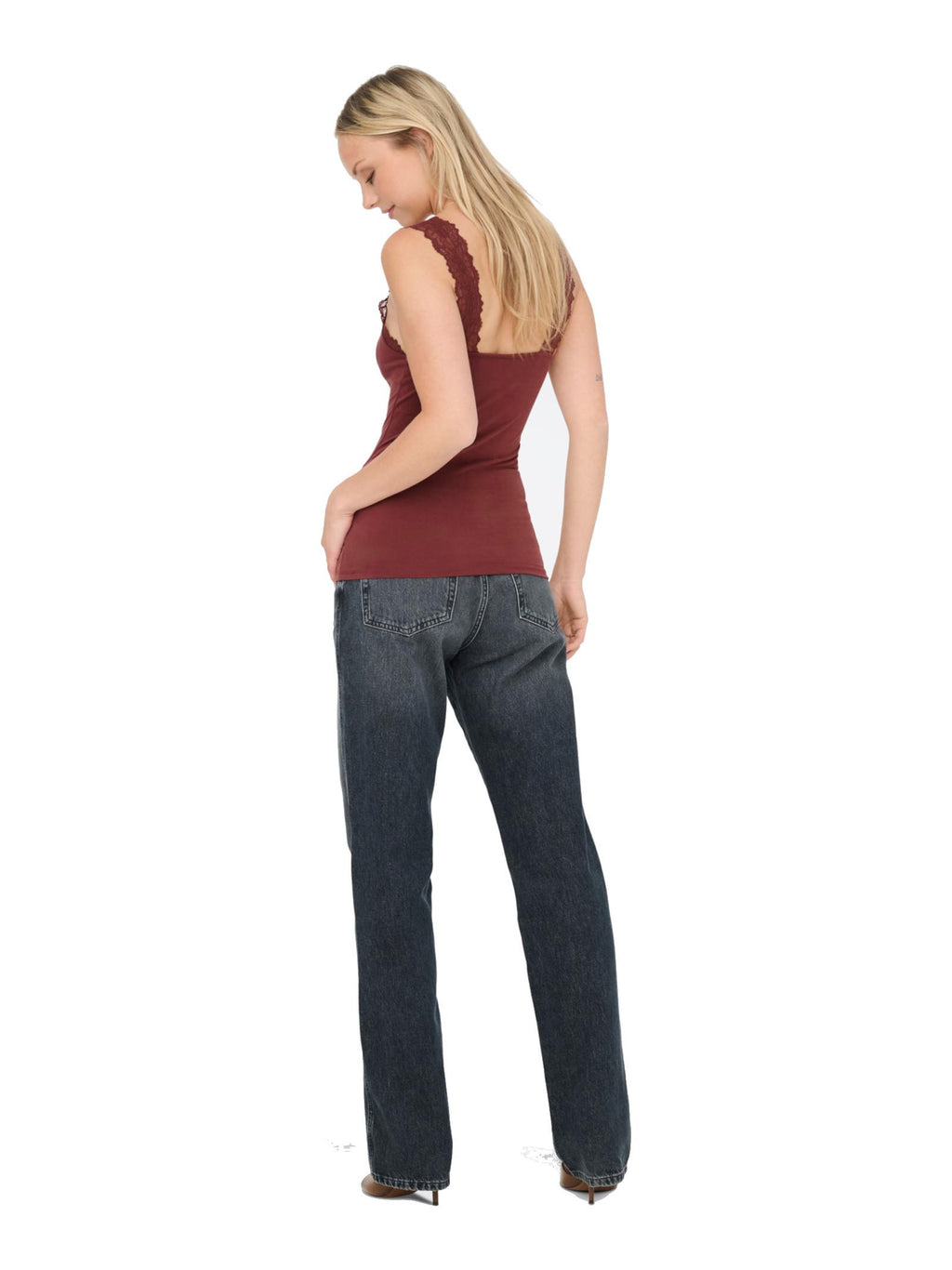 Top Only Bordeaux Free con pizzo 15367470 /Sable ONLY 
