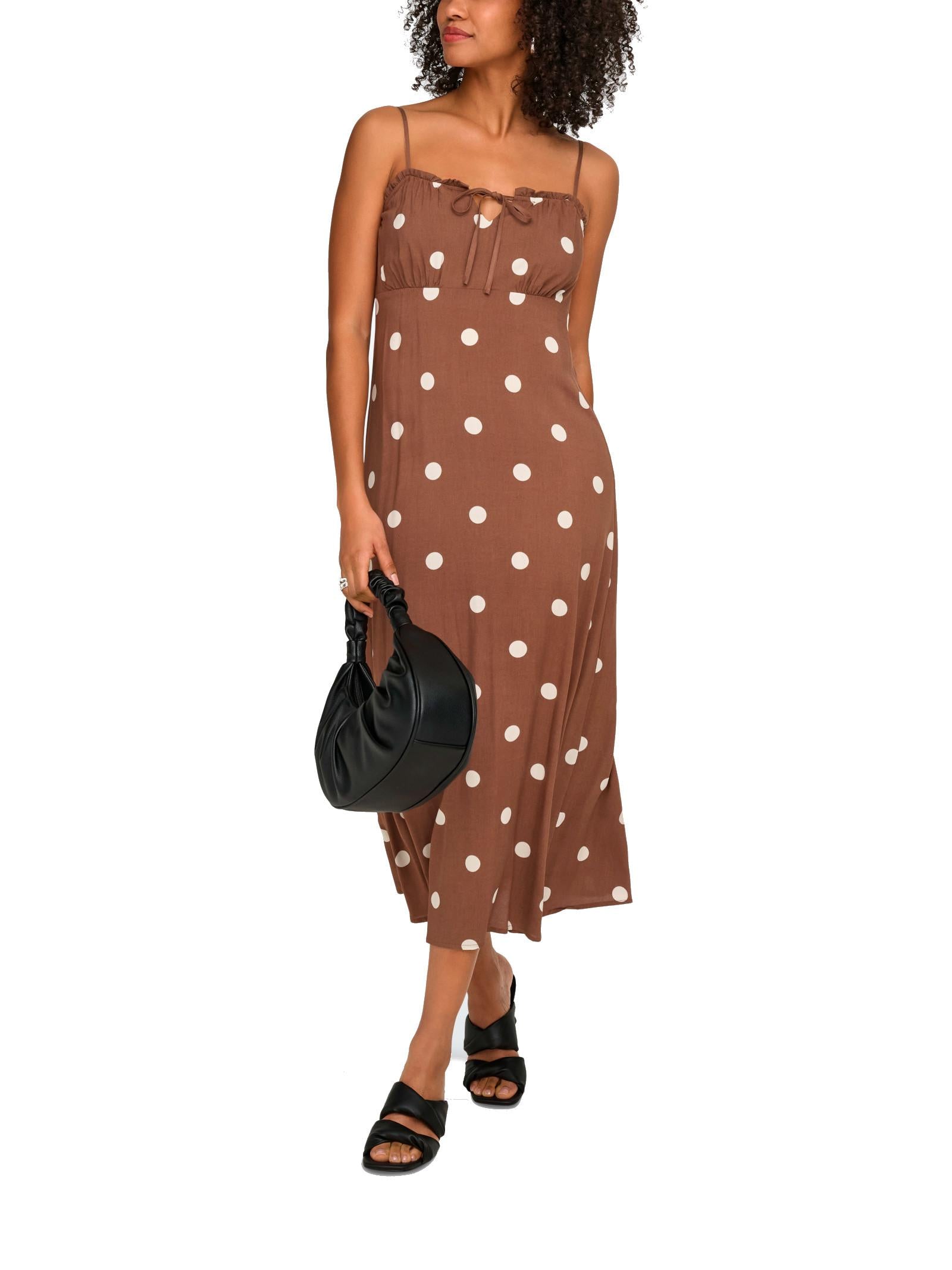 Abito Only Nelly Marrone lungo smanicato con balza 15322844 /Cocoa Brown ONLY 