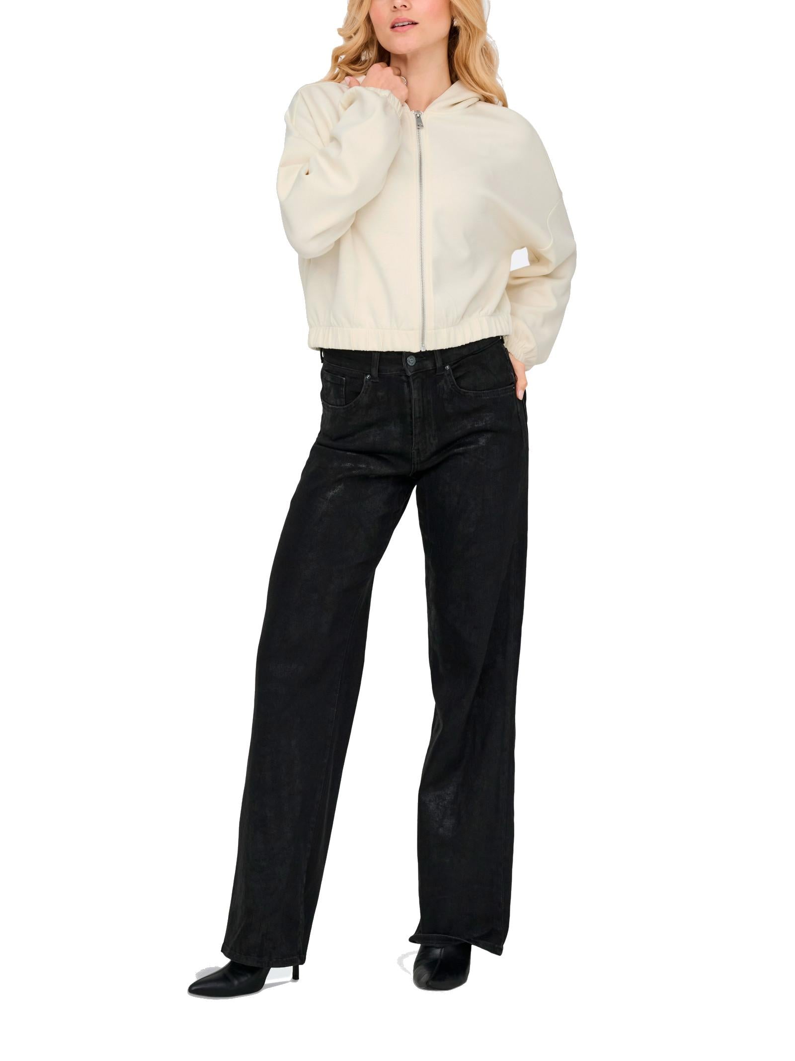 Felpa Only Scarlett Panna con zip 15346449 /Birch ONLY 
