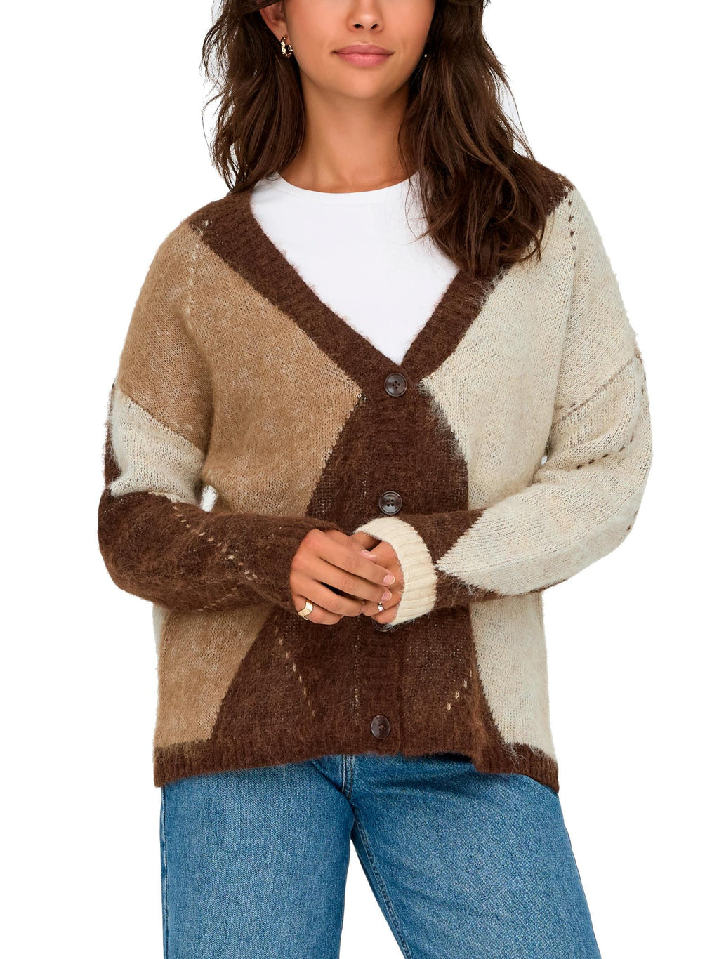Cardigan Only Noeme Beige in maglia 15353228 /Chestnut ONLY 