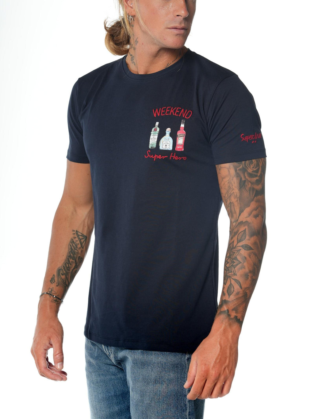 T-shirt Superculture Blu logo frontale A1367 BLU SUPERCULTURE 