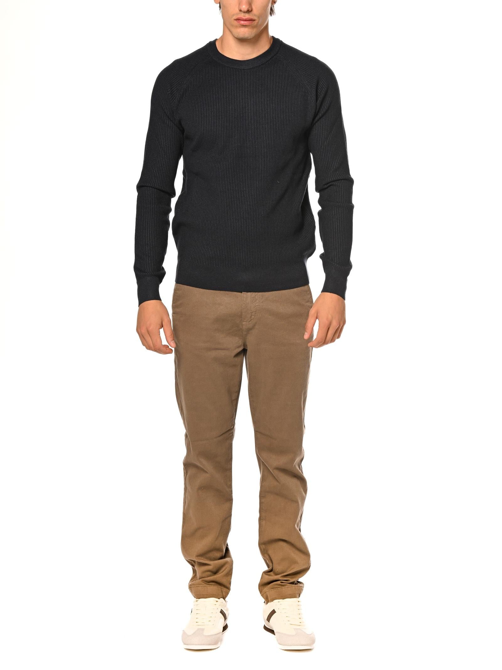 Maglia Seinse Blu girocollo a coste MI3169 BLU SEINSE 