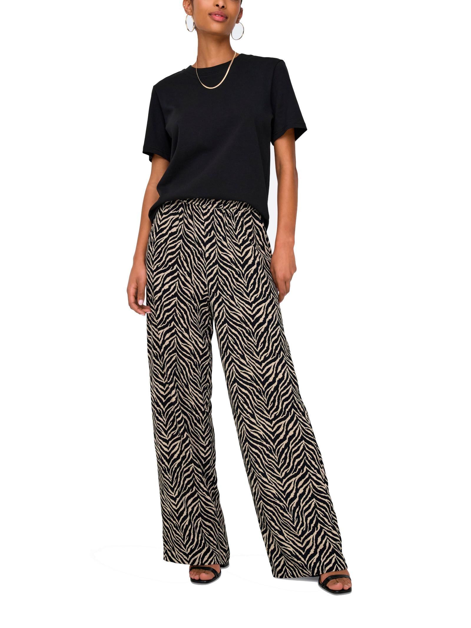 Pantalone Only Katty Nero Beige fantasia 15341492 /Black ONLY 