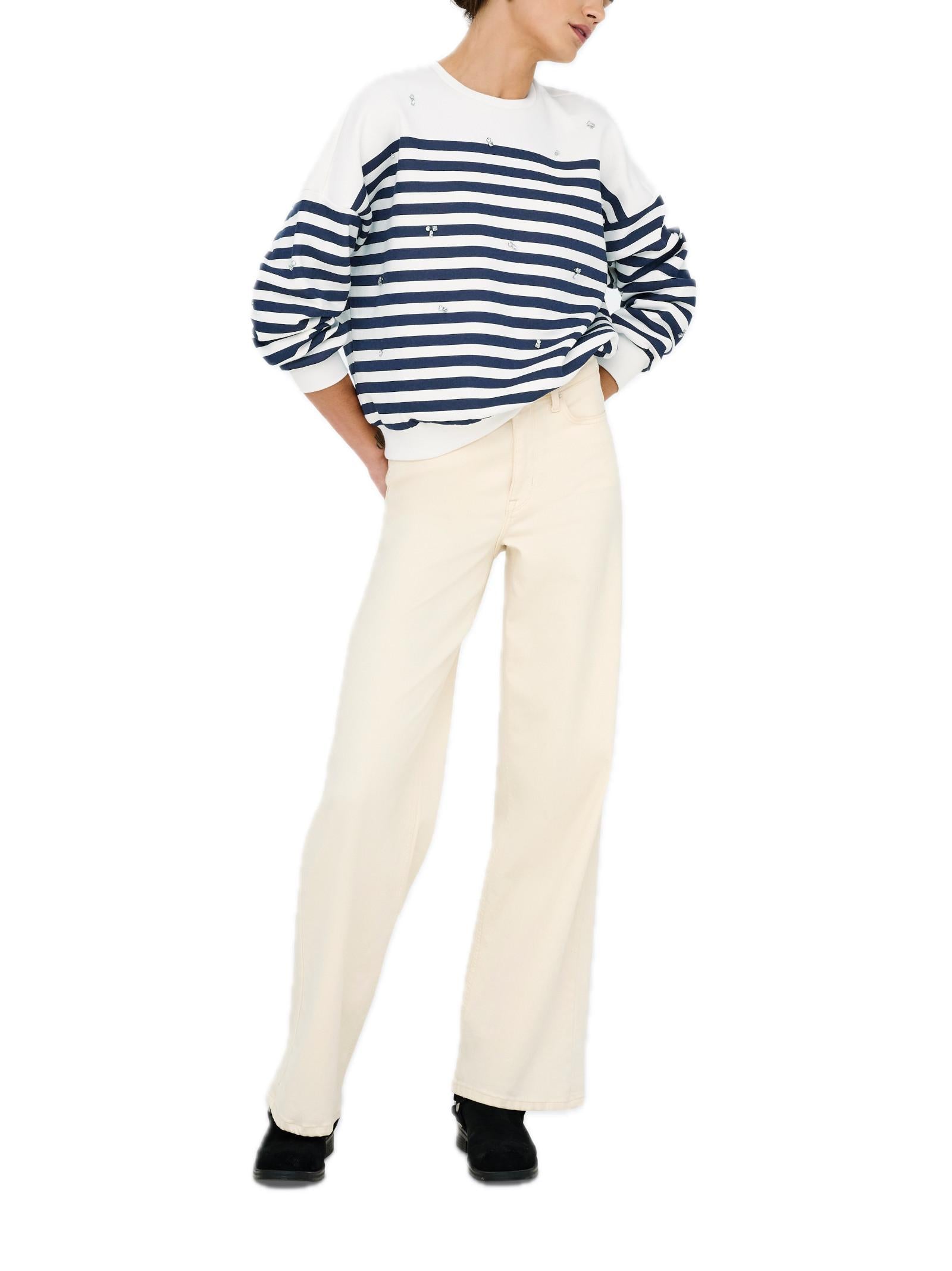 Felpa Only Adele Blu a righe 15358792 /Night sky Cloud Dancer ONLY 