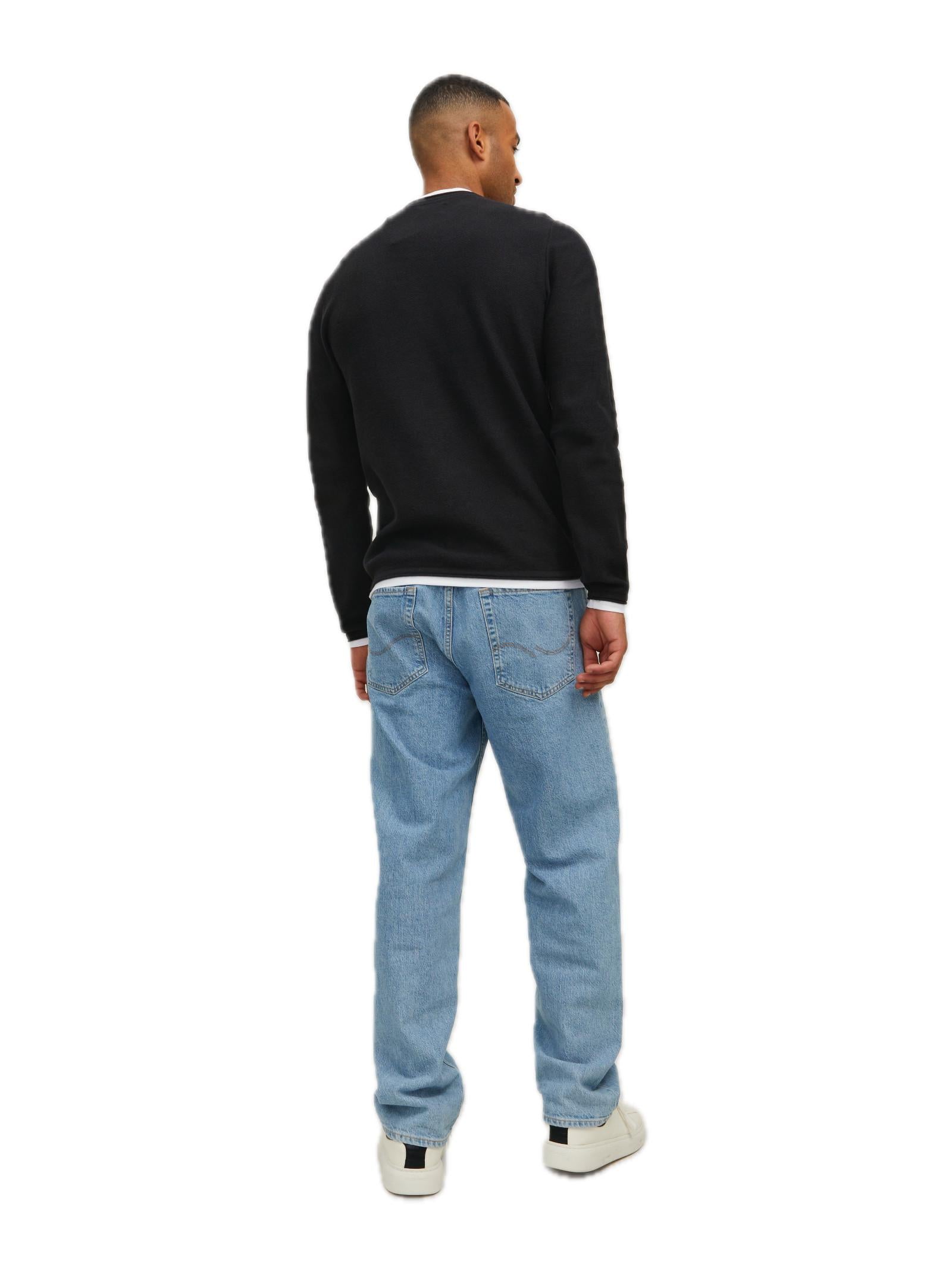 Maglia Jack & Jones Winn Nero girocollo con texture 12227443 /Black JACK & JONES 