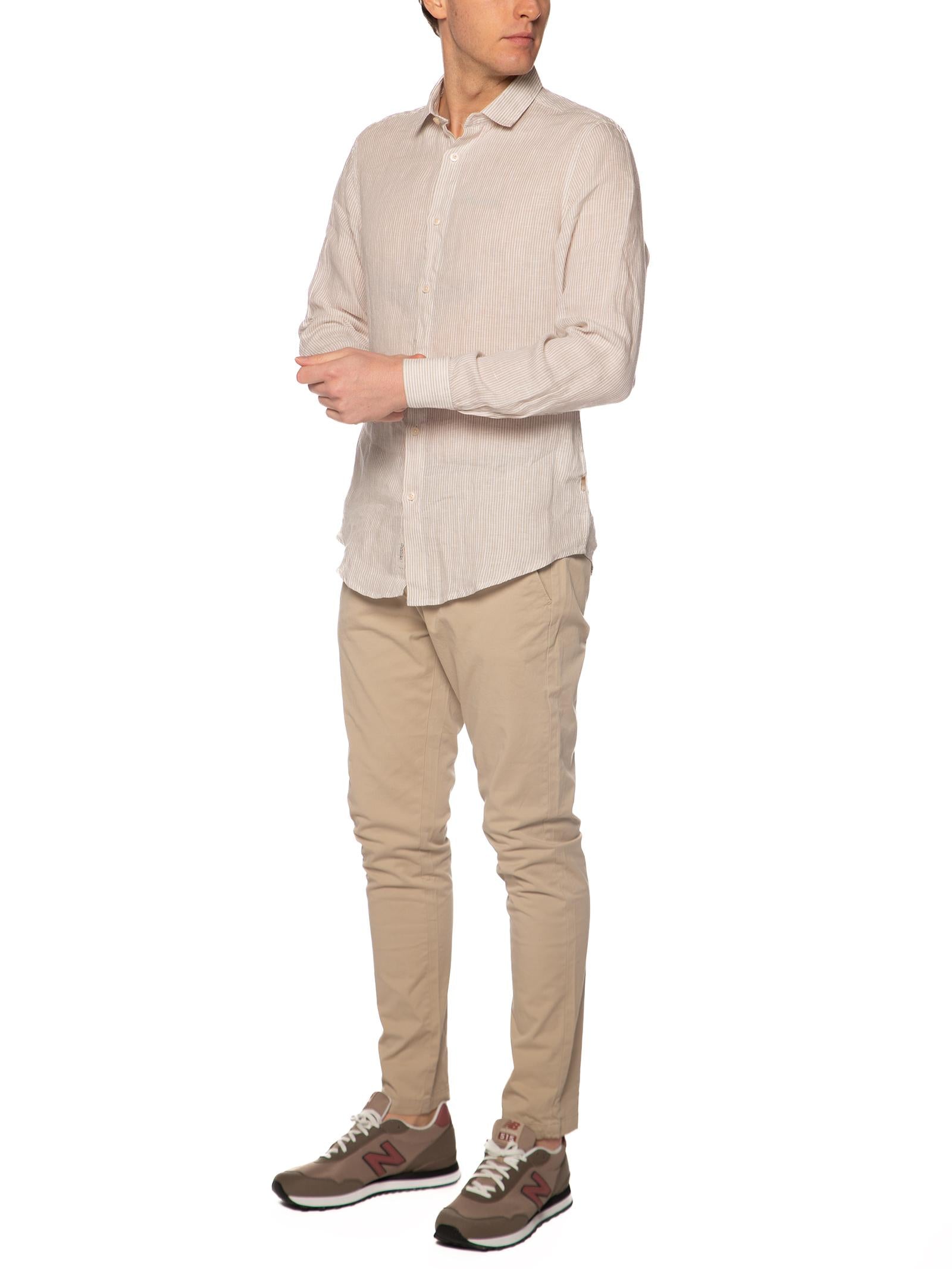 Camicia Gianni Lupo Beige in lino a righe GL7828S BEIGE GIANNI LUPO 