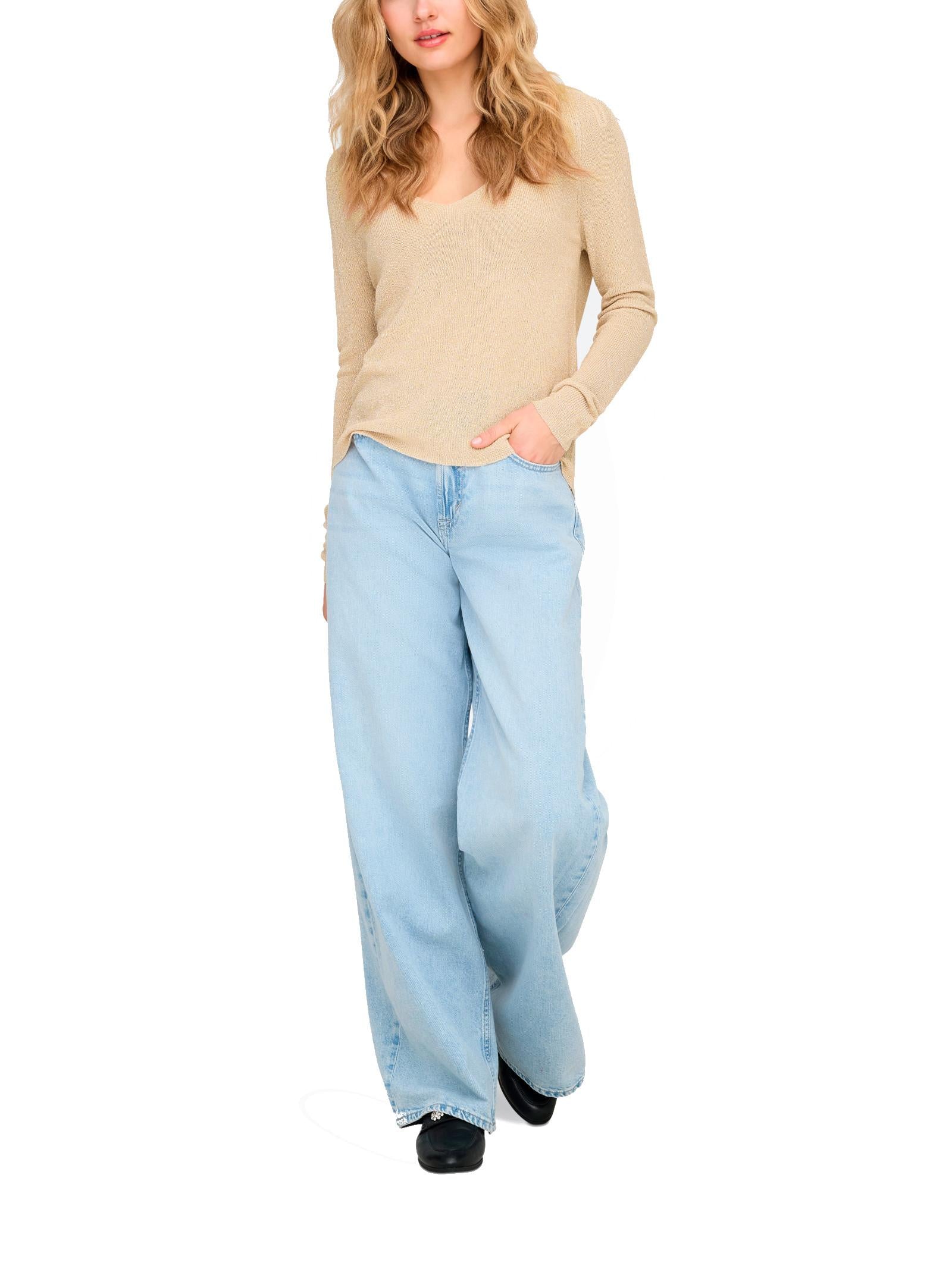 Maglia Only Hannah Oro scollo a V 15363029 /Frosted Almond ONLY 