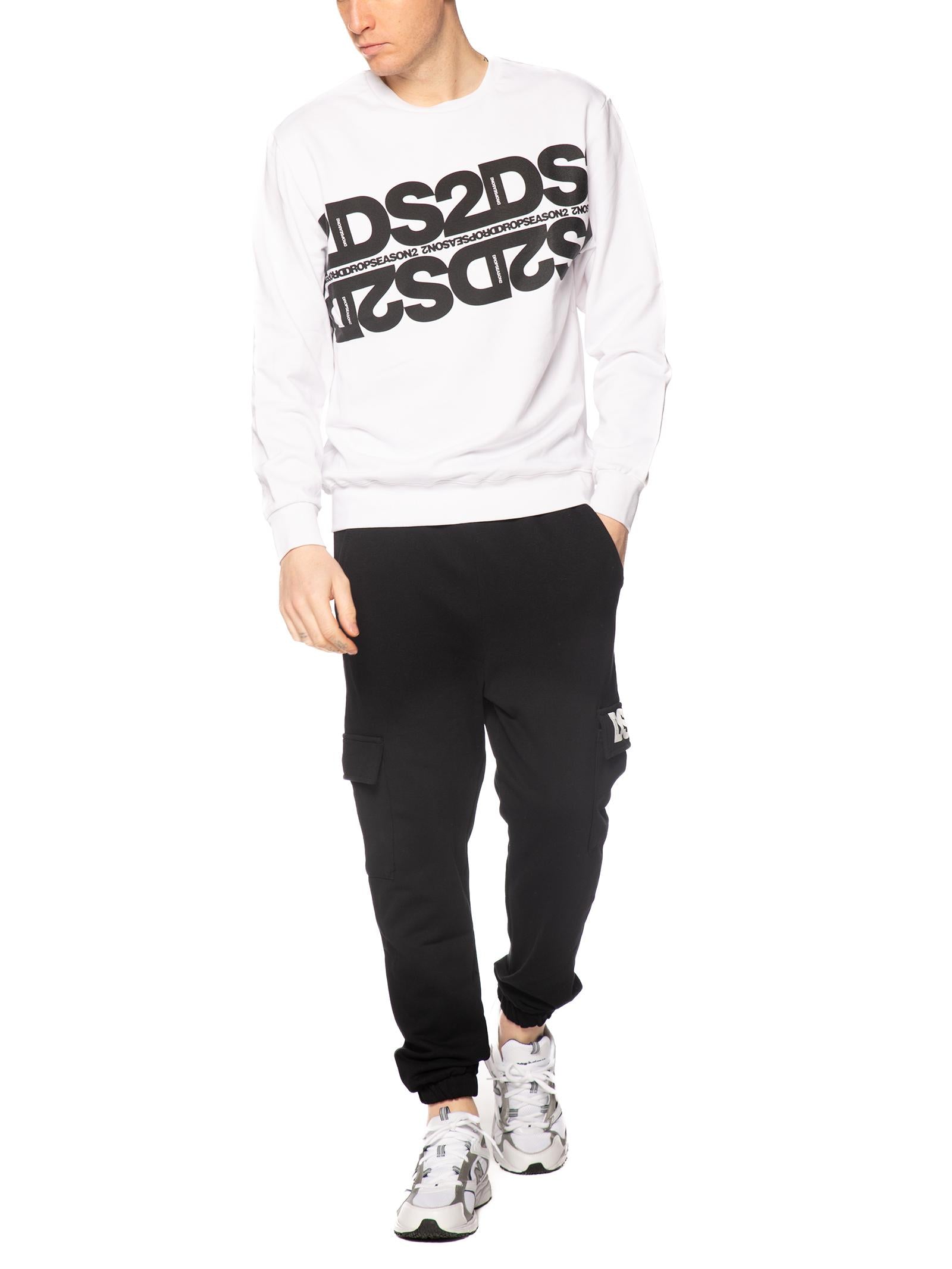 Felpa DS2 Bianco Diagonal girocollo SS26256 BIANCO DS2 