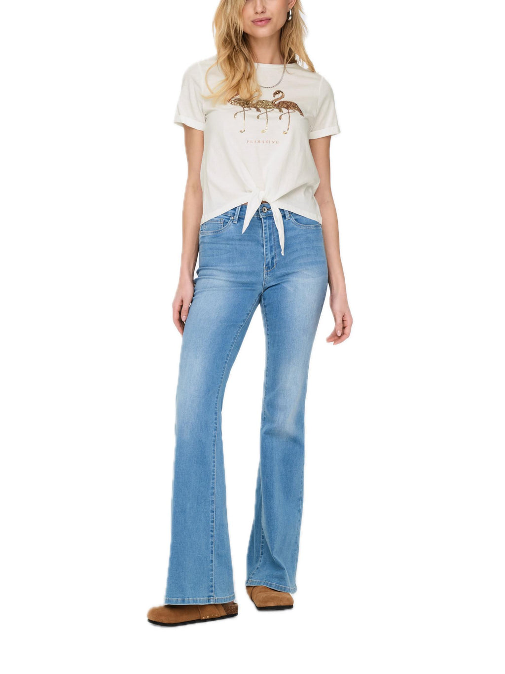 T-shirt Only Bianco Dora fenicottero 15346678 /Cloud Dancer ONLY 