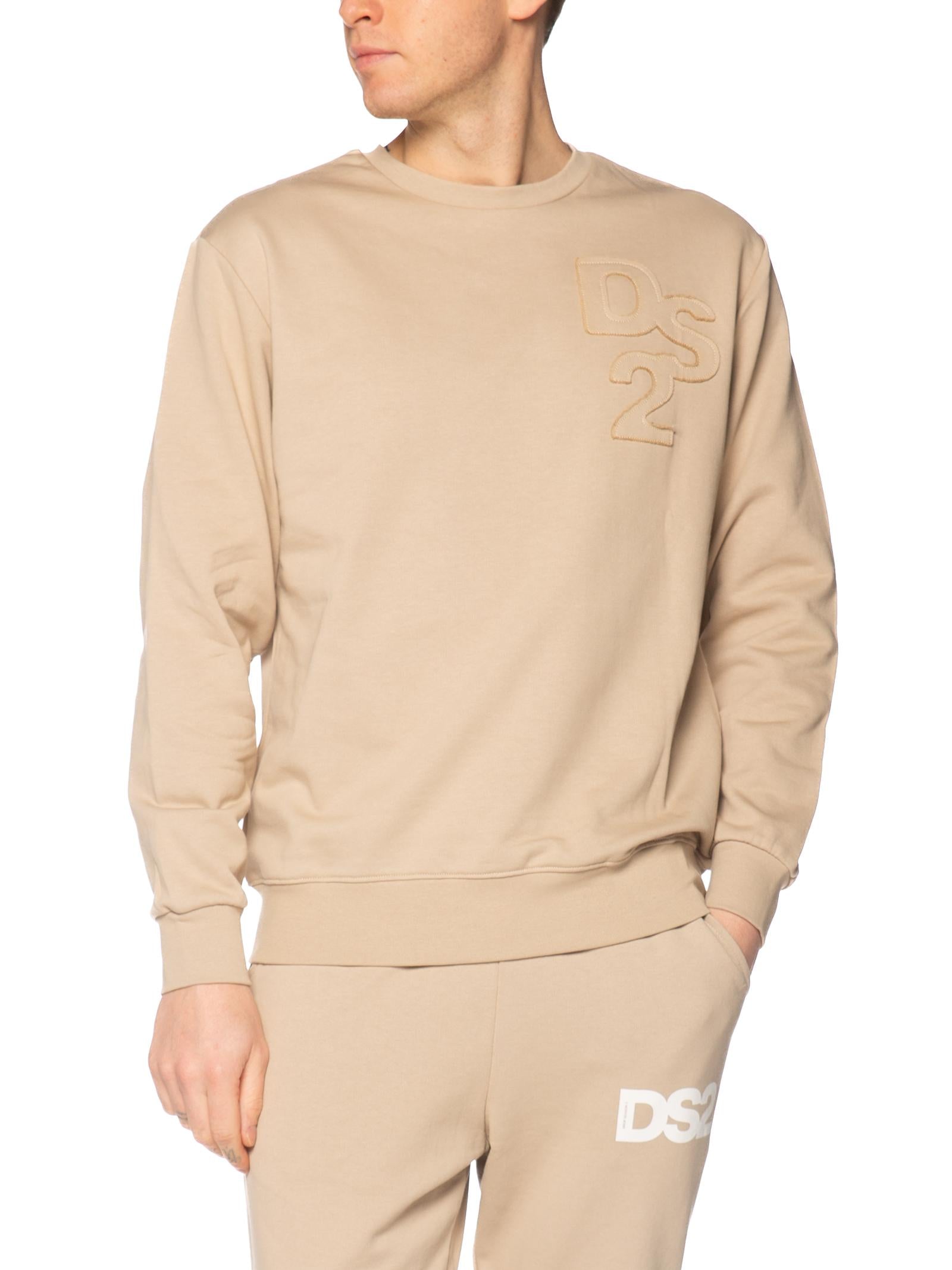 Felpa DS2 Sabbia girocollo ricamo SS26228 SABBIA DS2 