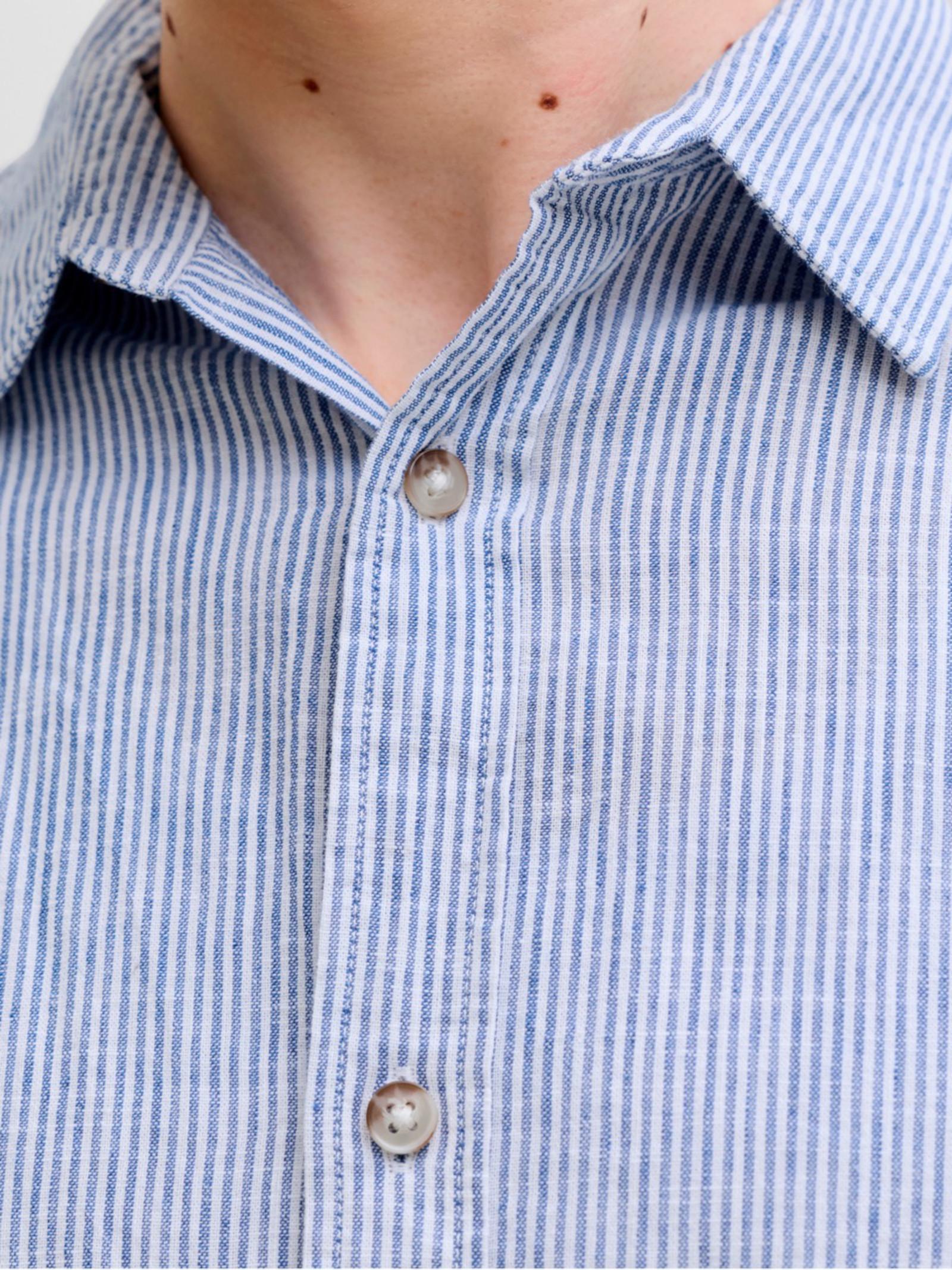 Camicia Jack & Jones Celeste bianco Summer misto lino 12289174 /Infinity JACK & JONES 