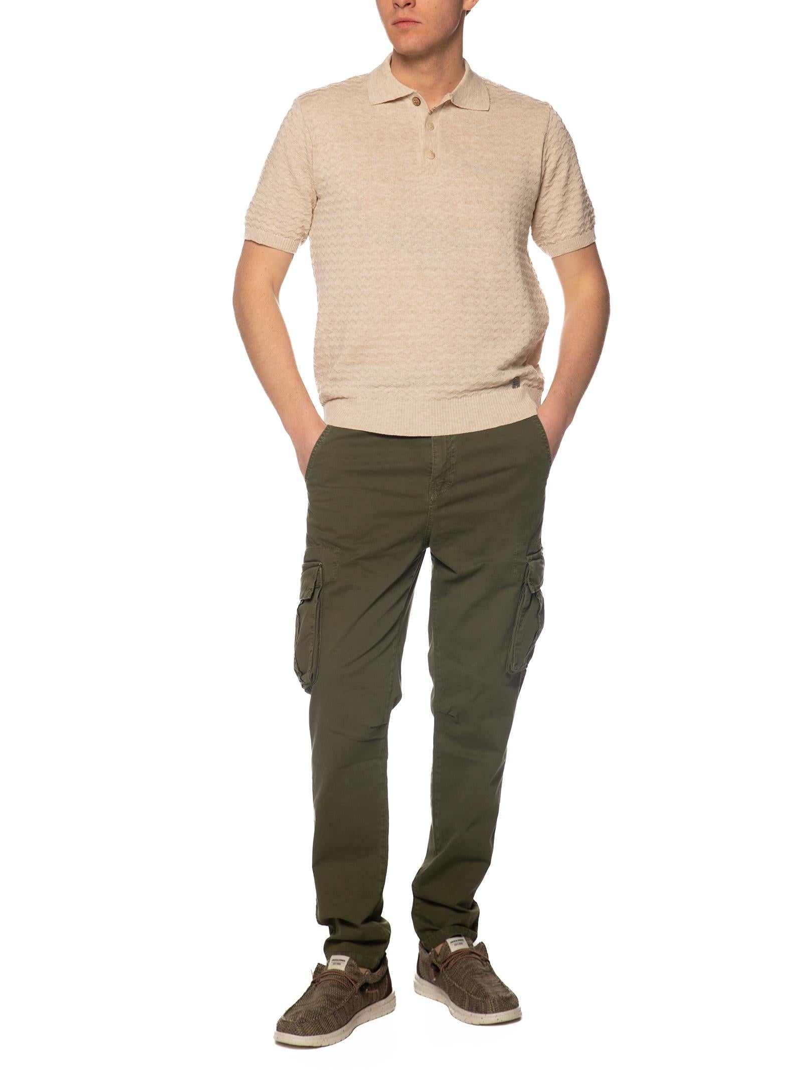 Polo Block Eleven Beige in maglia 03LD140 BEIGE BLOCK ELEVEN 