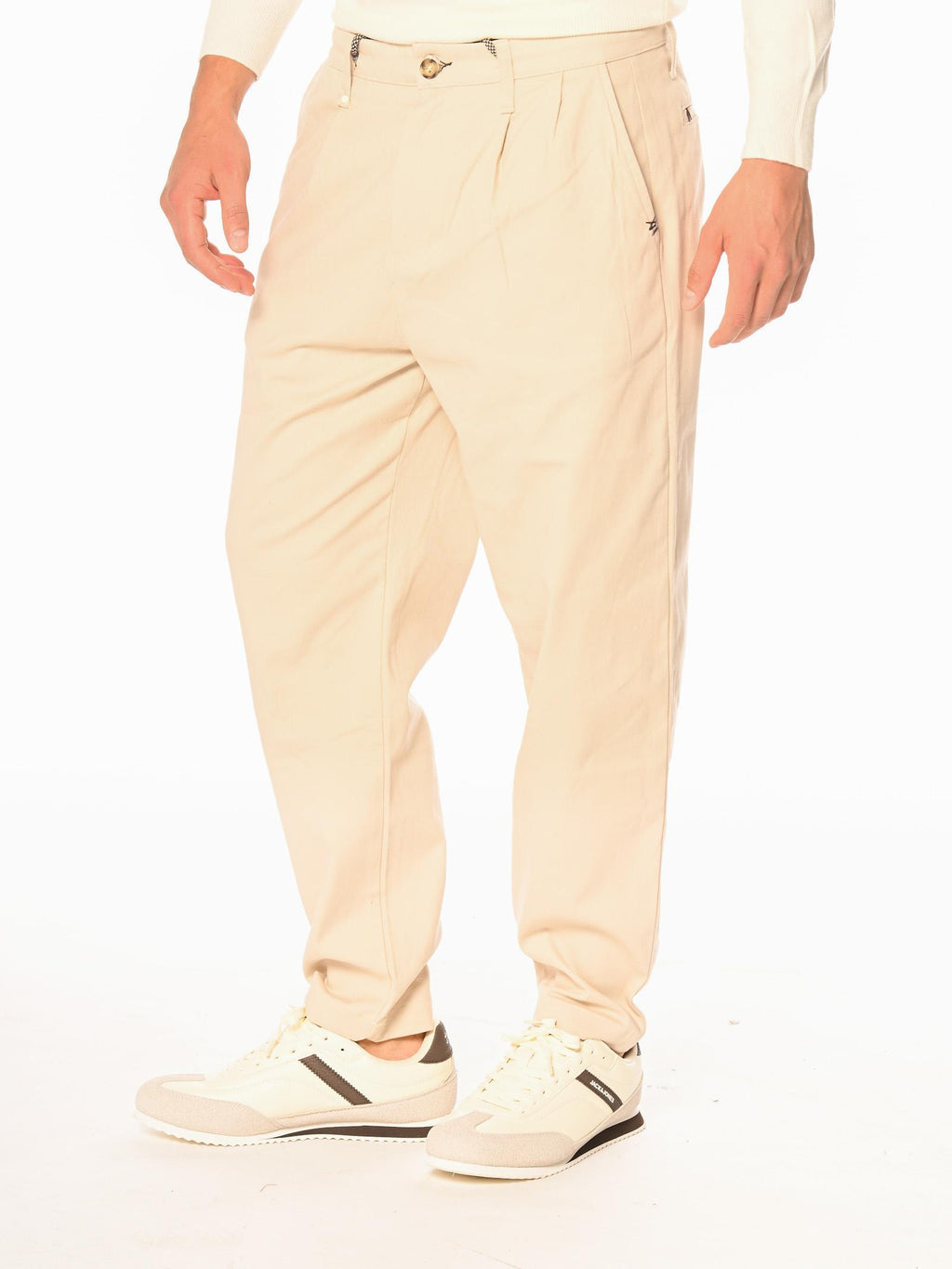 Pantalone Block Eleven Beige con coulisse e pence 05BL2594 BEIGE BLOCK ELEVEN 