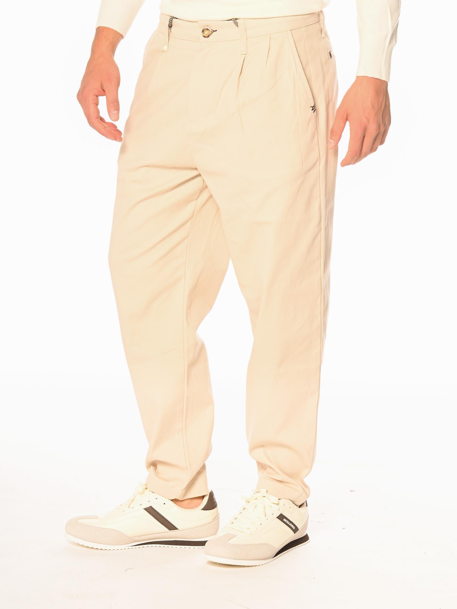 Pantalone Block Eleven Beige con coulisse e pence 05BL2594 BEIGE BLOCK ELEVEN 