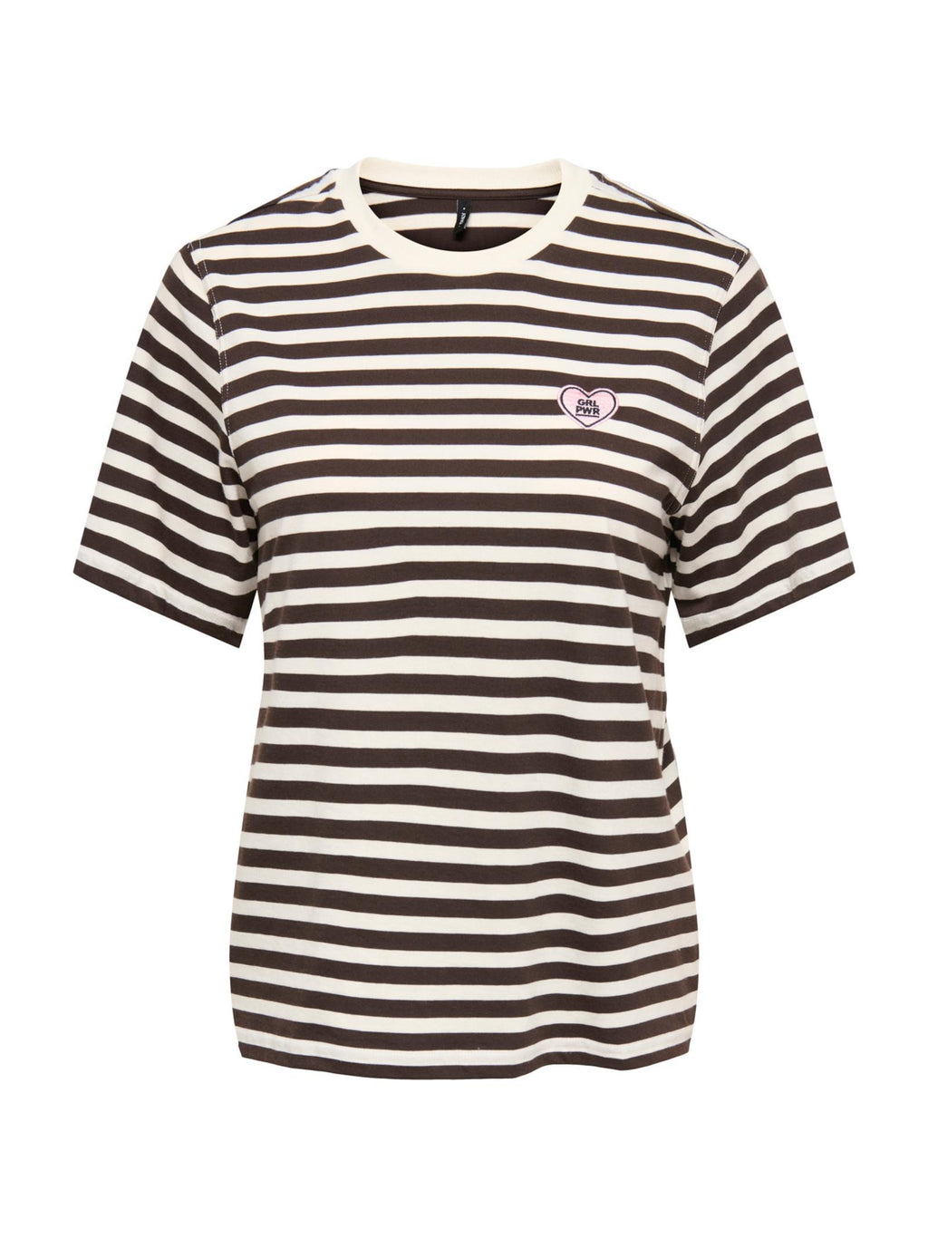 T-shirt Only Livina Bianco Marrone a maniche corte a righe 15359677 /Coffee Bean ONLY 