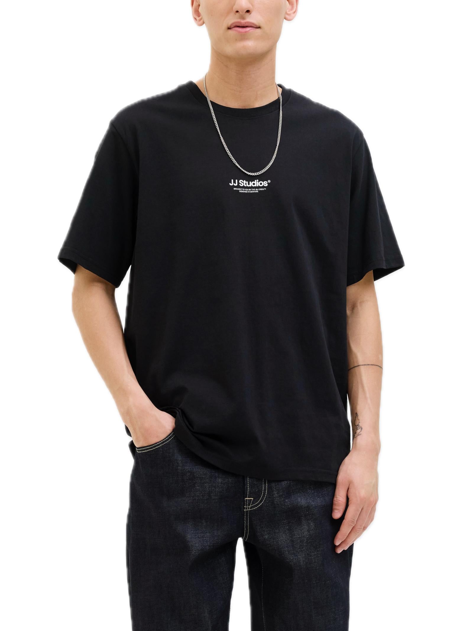 T-shirt Jack & Jones Soho Nero con mino logo gommato 12278787 /Black JACK & JONES 