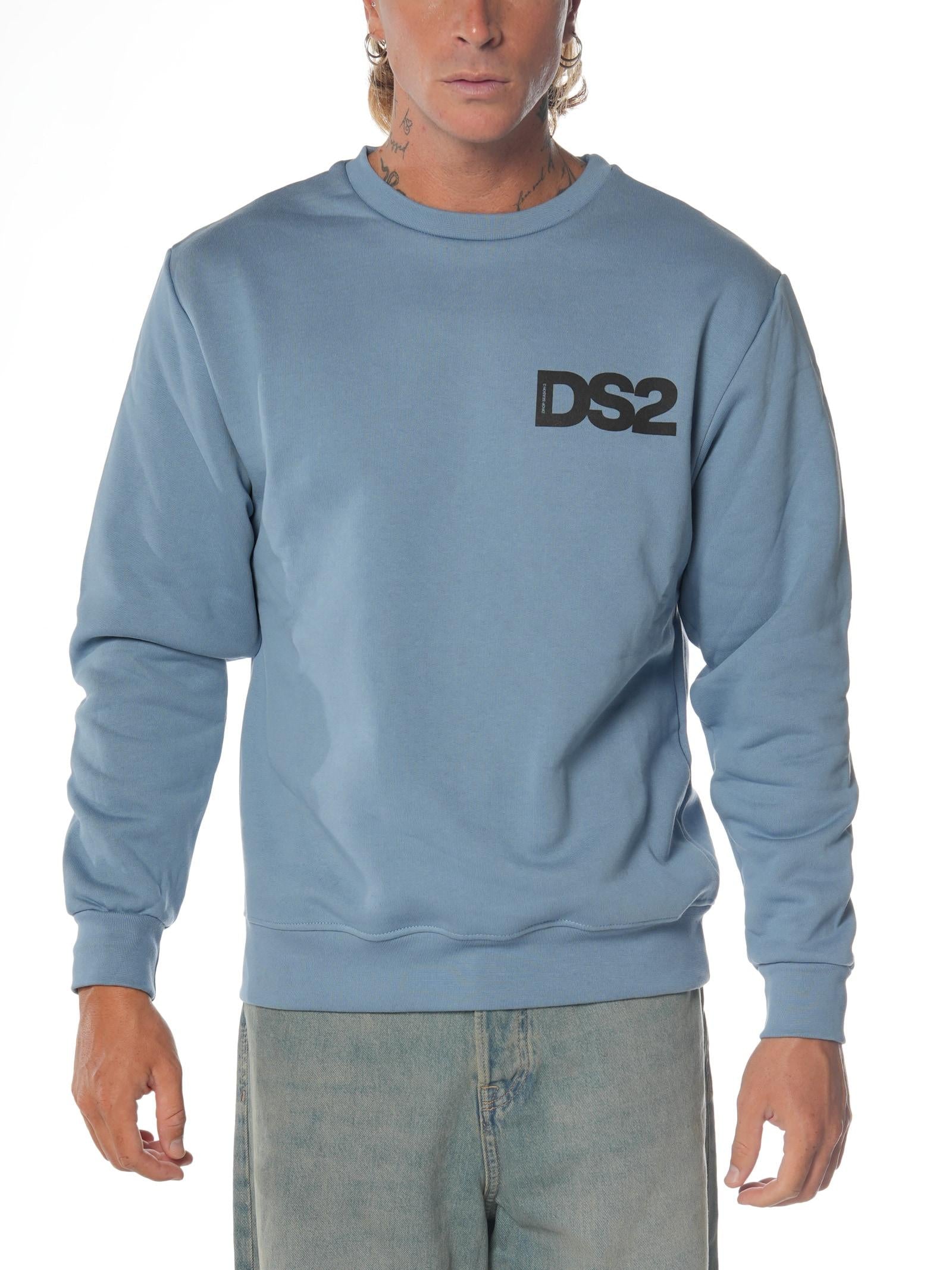 Felpa DS2 Indaco Basic girocollo FW25229 INDACO DS2 