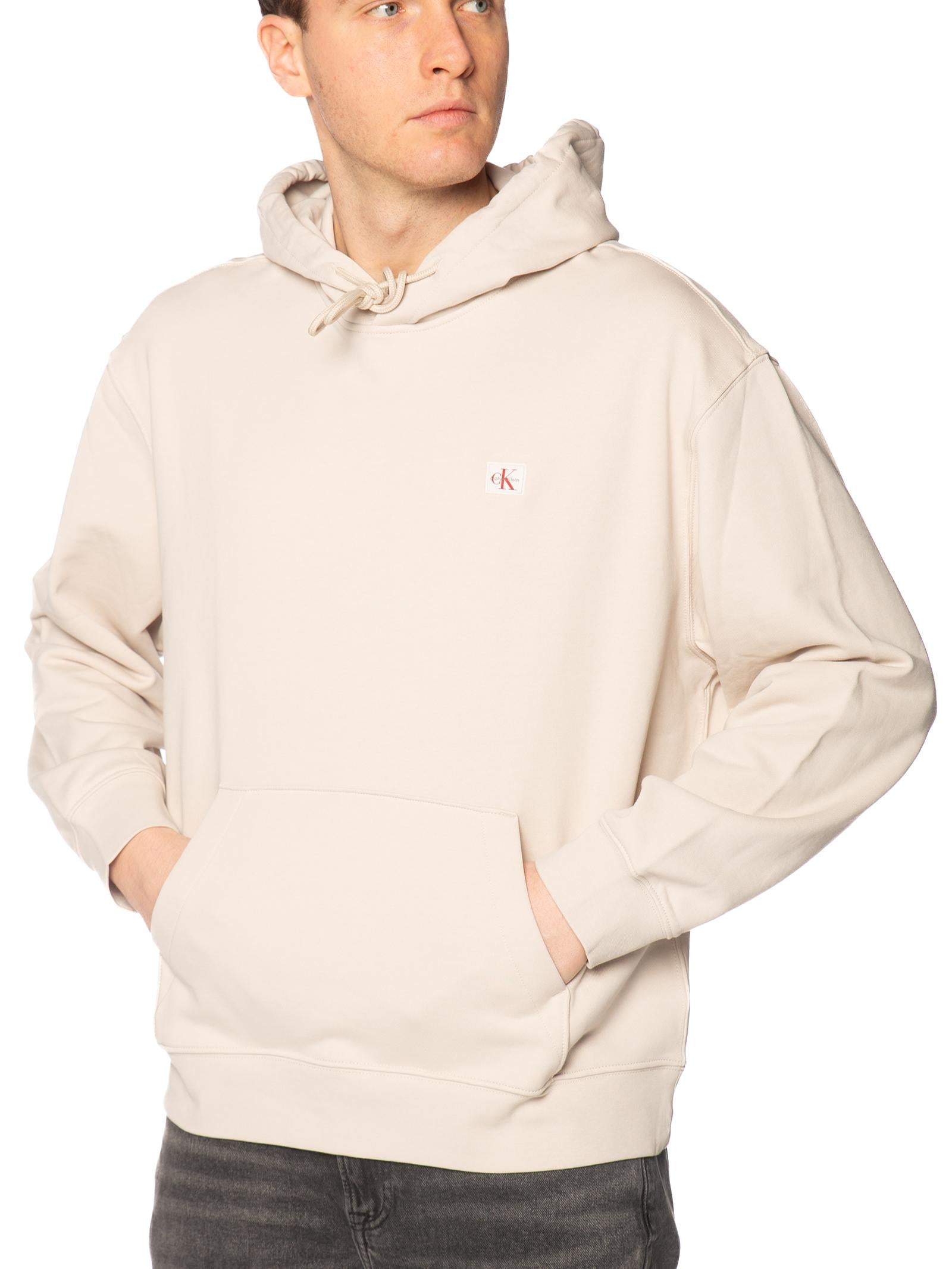 Felpa Calvin Klein Beige Badge cappuccio LV04RC274G 2JX CALVIN KLEIN 