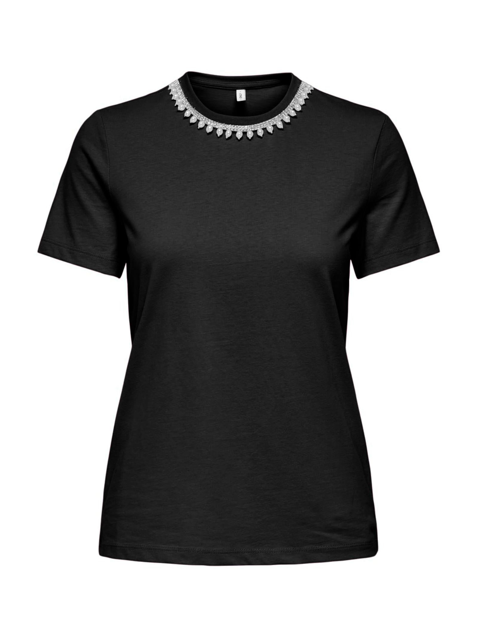 T-shirt Only Jolly Nero girocollo perle 15356167 /Black ONLY 