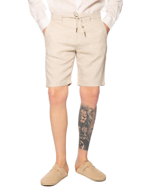 Bermuda Gianni Lupo Beige lino con elastico MORRIS SAND GIANNI LUPO 