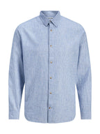 Camicia Jack & Jones Celeste bianco Summer misto lino 12289174 /Infinity JACK & JONES 