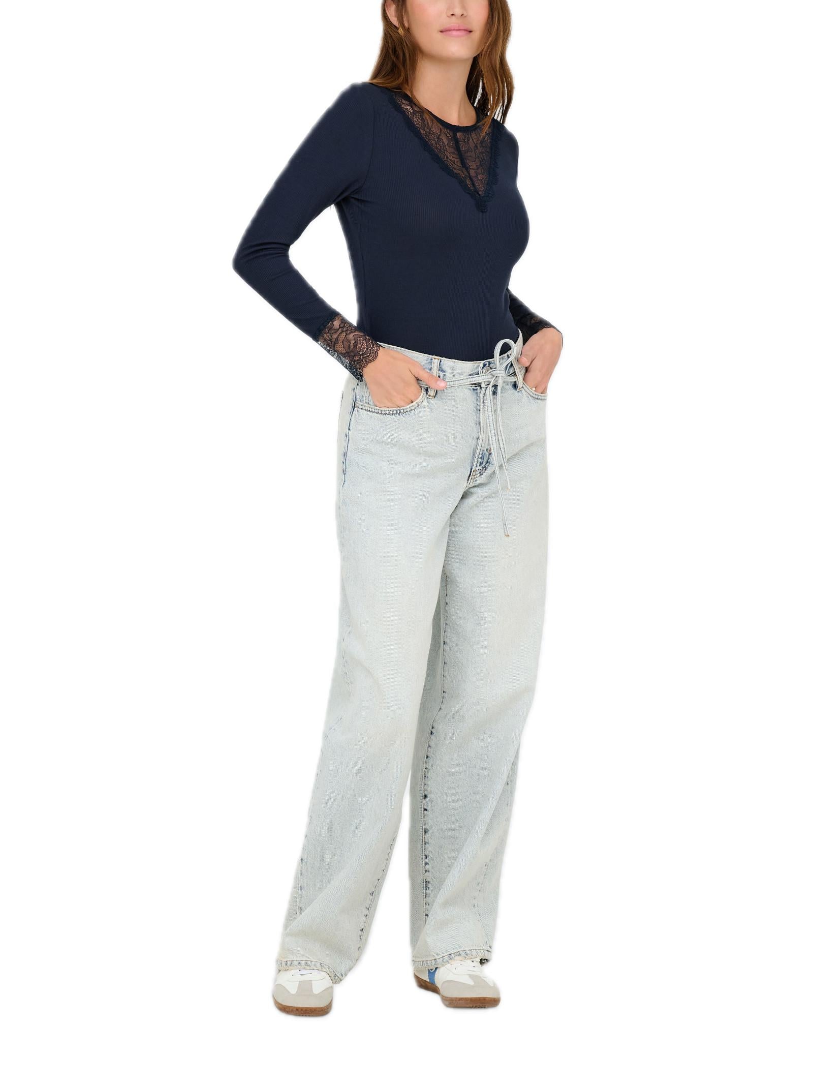 T-shirt Jacqueline De Yong Roxy Blu pizzo 15317464 /Total Eclipse JDY 