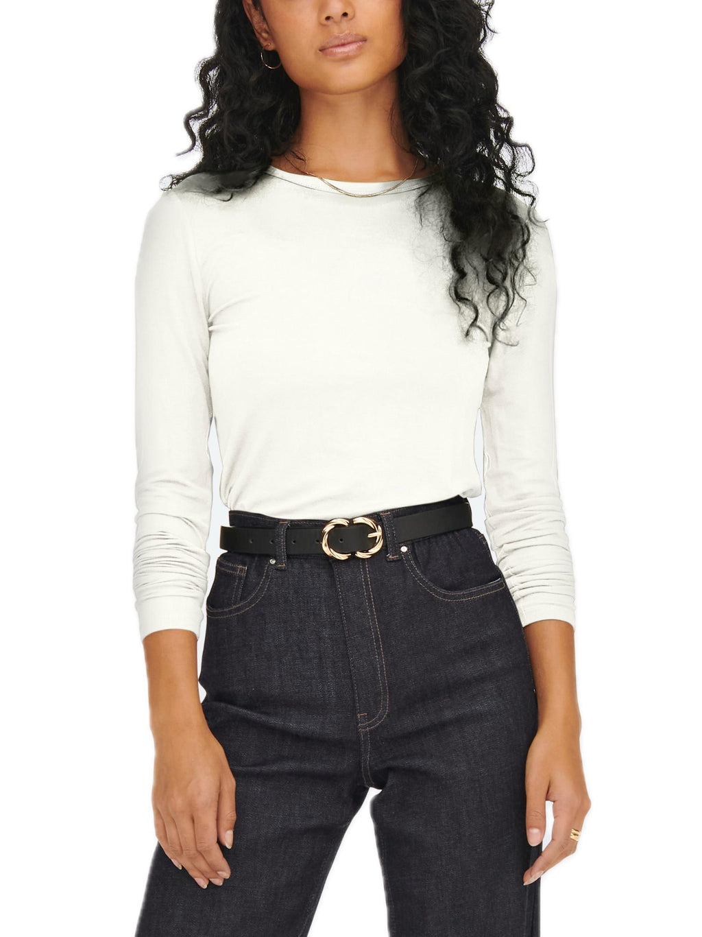 T-shirt Jacqueline De Yong MIla Bianco manica lunga 15272092 /White JDY 