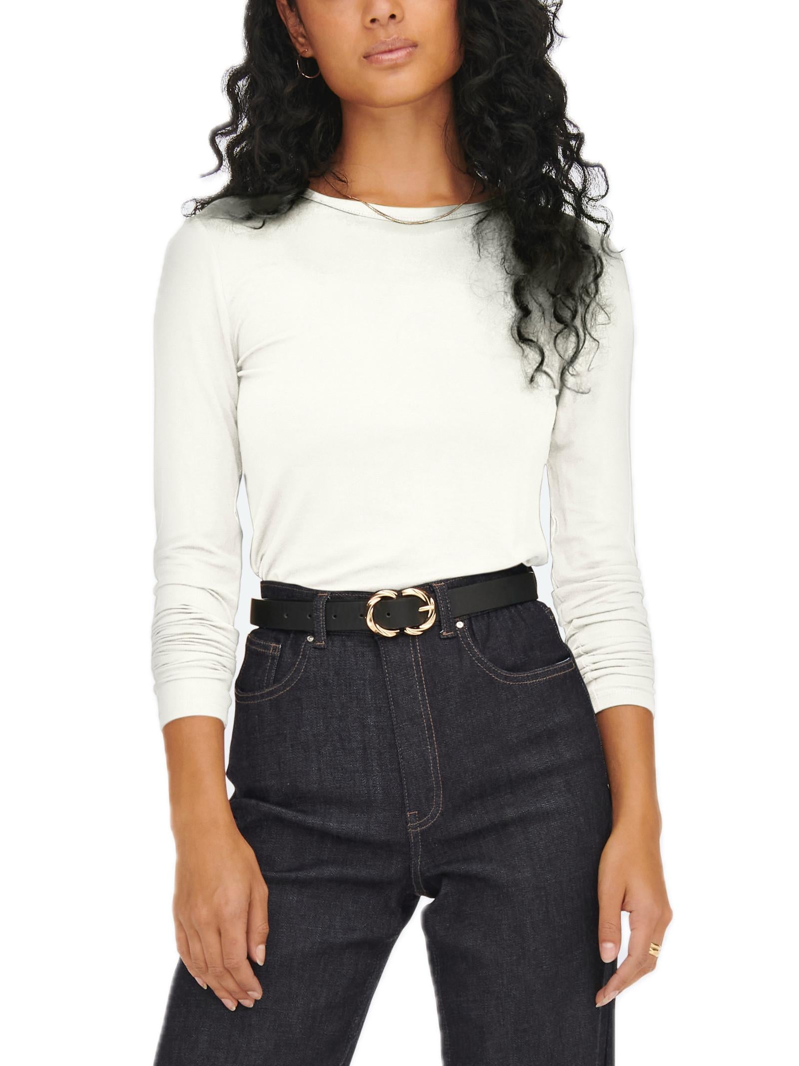 T-shirt Jacqueline De Yong MIla Bianco manica lunga 15272092 /White JDY 