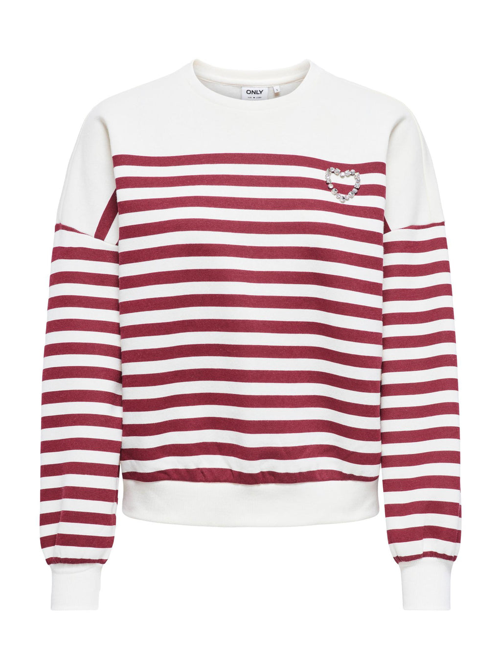 Felpa Only Adele Bordeaux a righe 15358792 /Cabernet Cloud Dancer ONLY 