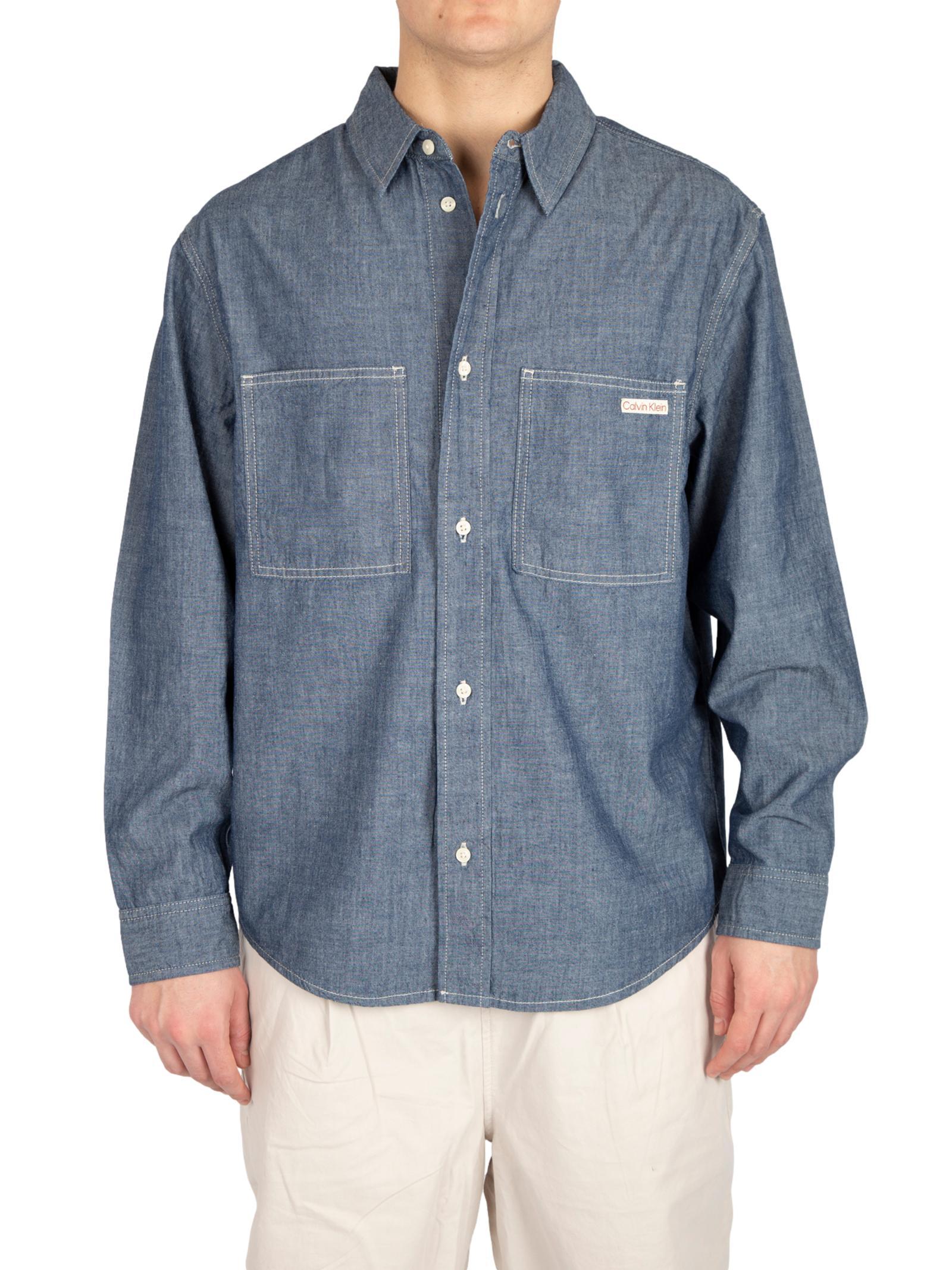 Camicia Calvin Klein Medium Blue Denim in Chambray J326558 1A4 CALVIN KLEIN JEANS 