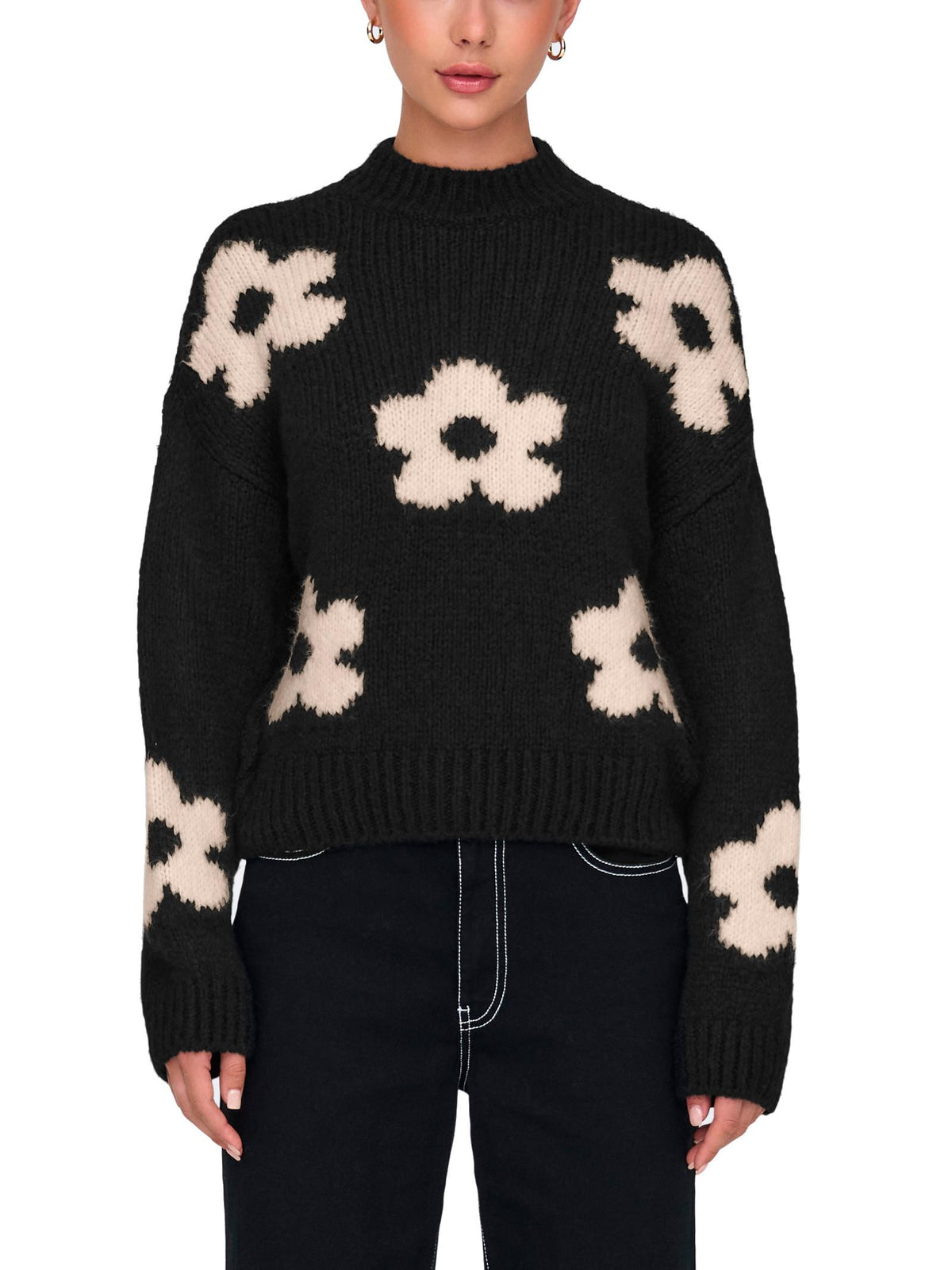 Maglia Jacqueline De Yong Kilian Nero fiori 15341564 /Black JDY 