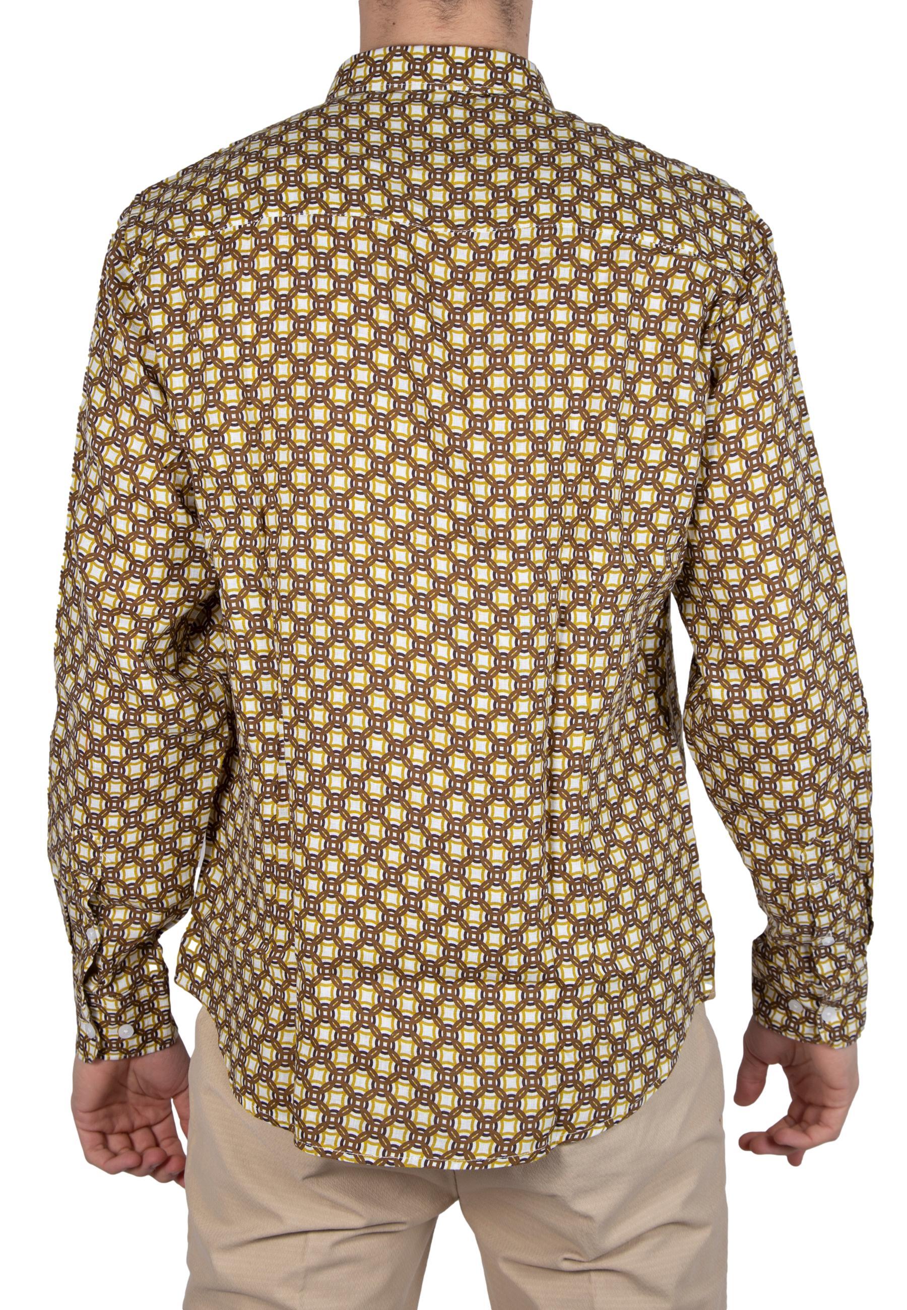 Camicia Gianni Lupo Beige fantasia in lino