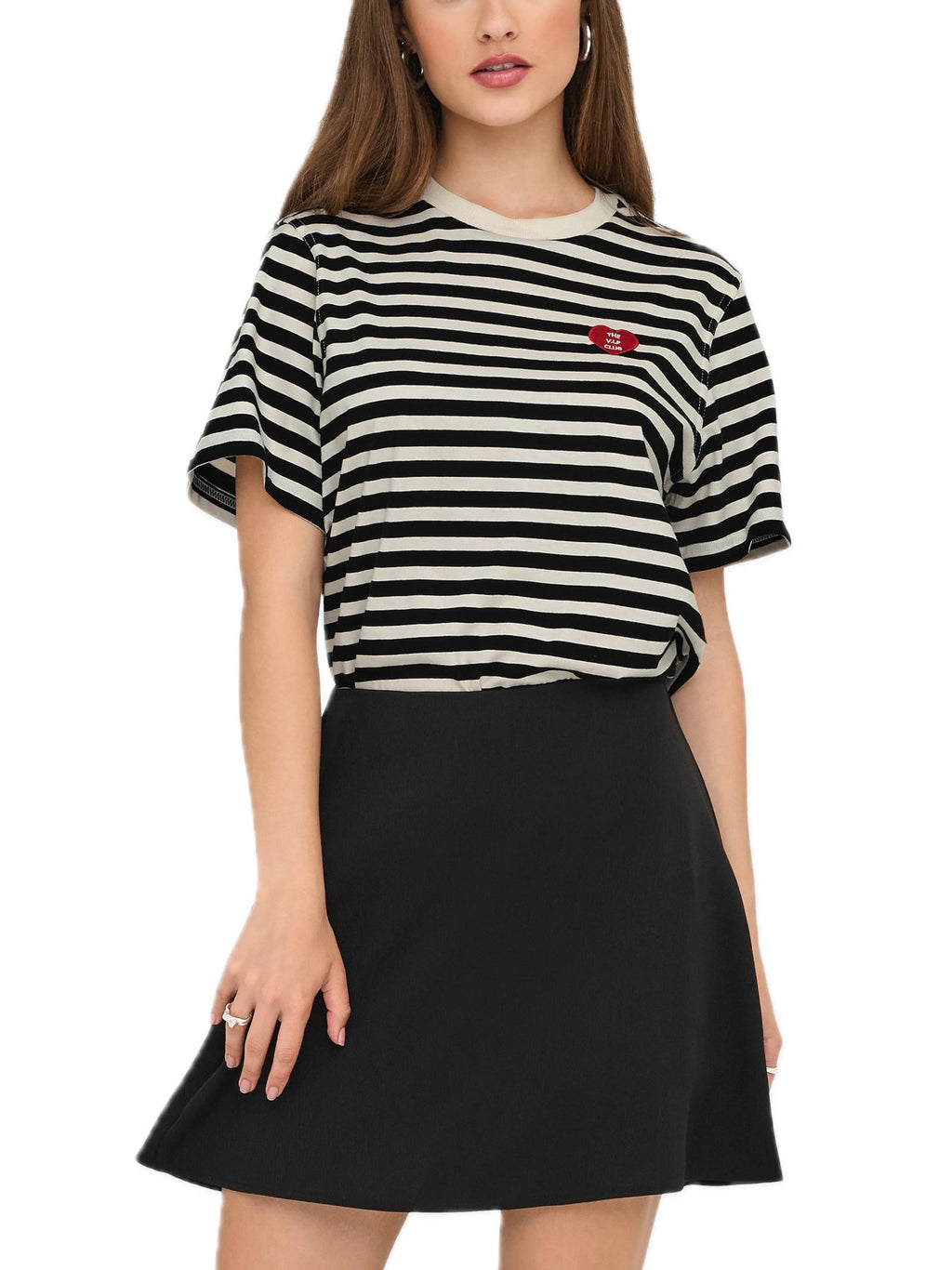 T-shirt Only Livina Bianco nero a righe 15359677 /Black ONLY 