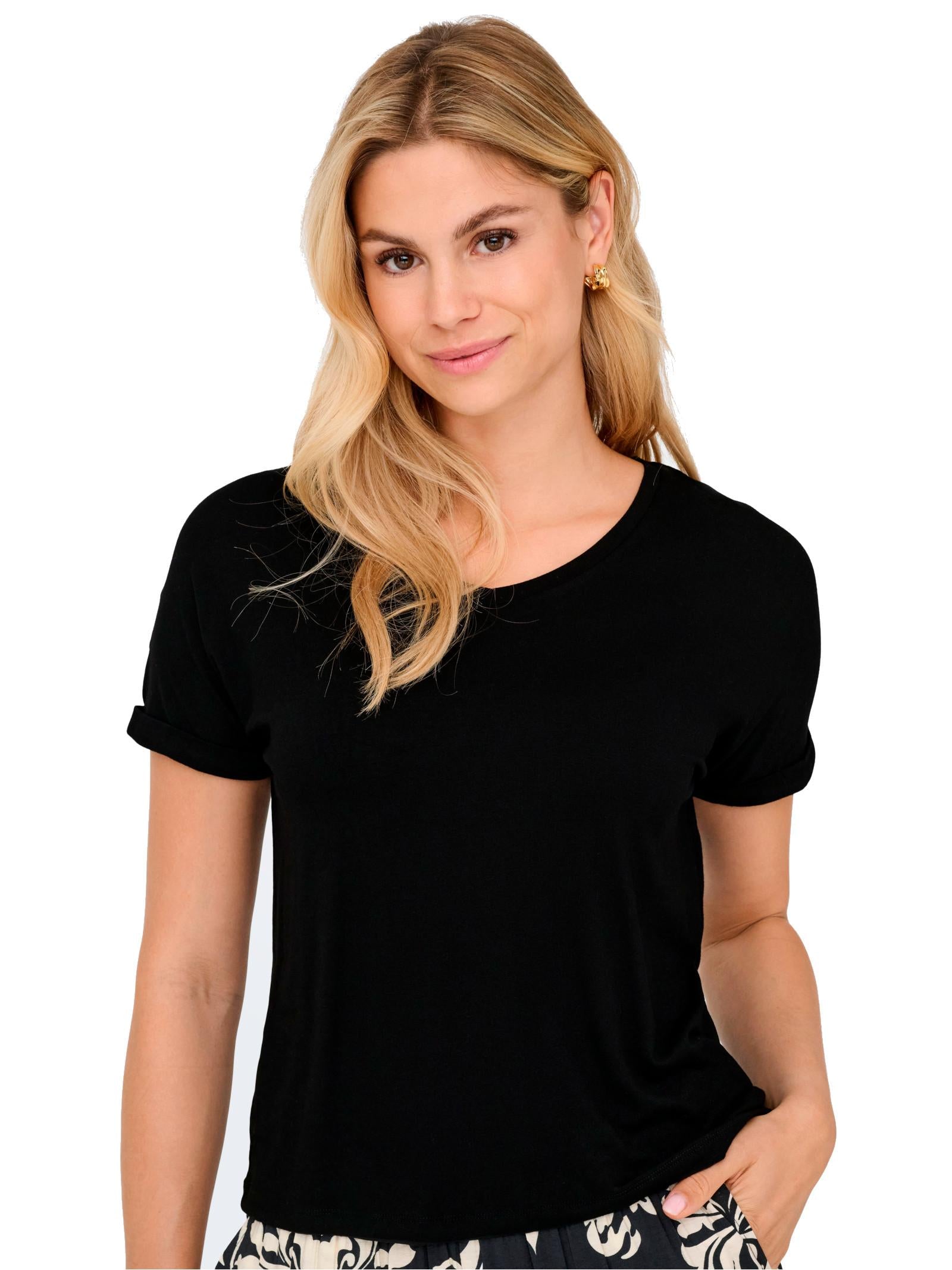 T-shirt JDY Sissy Nero con scollo a V 15364526 /Black JDY 