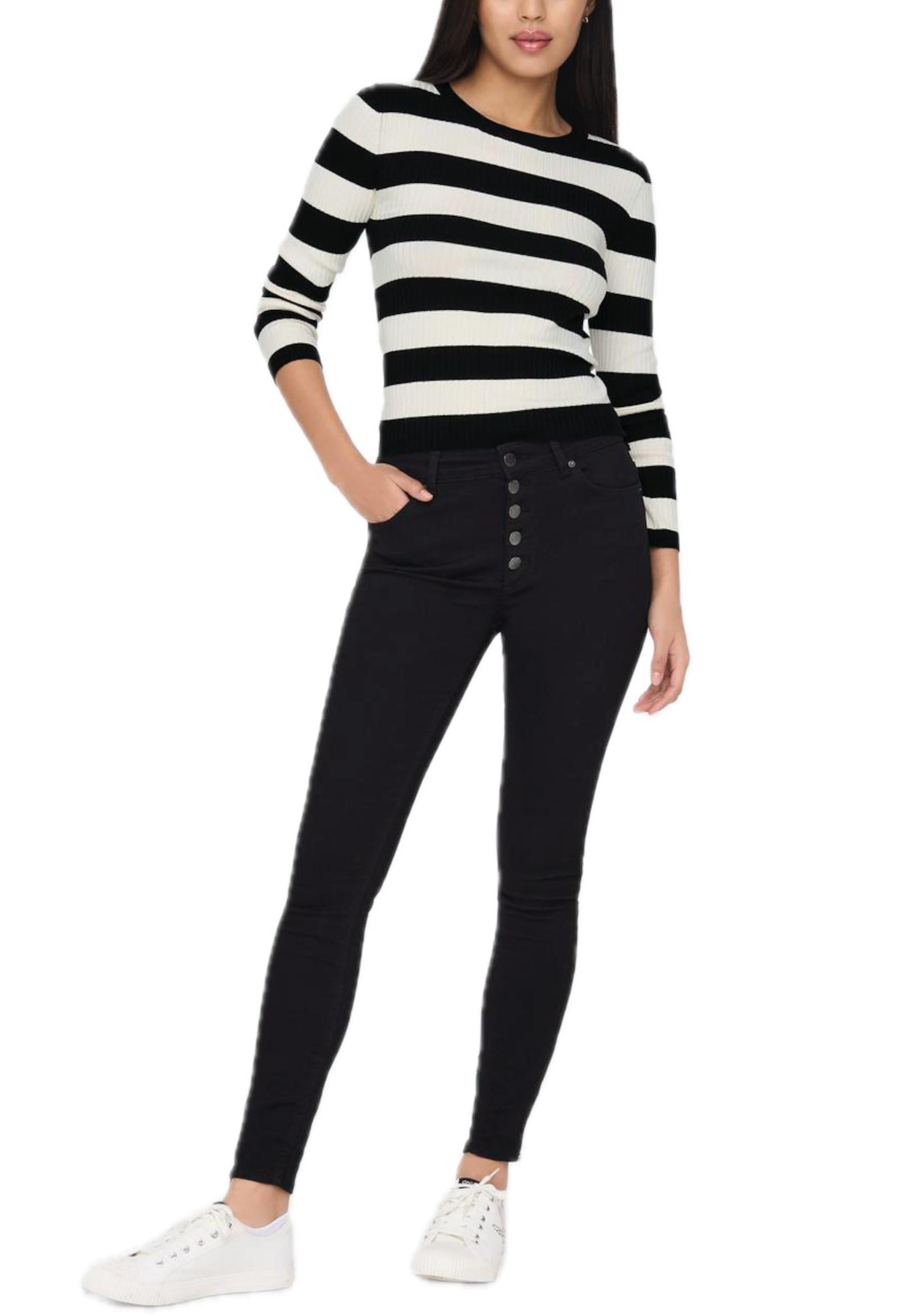 Maglia Jacqueline De Yong Plum Nero righe 15277223 /Black JDY 
