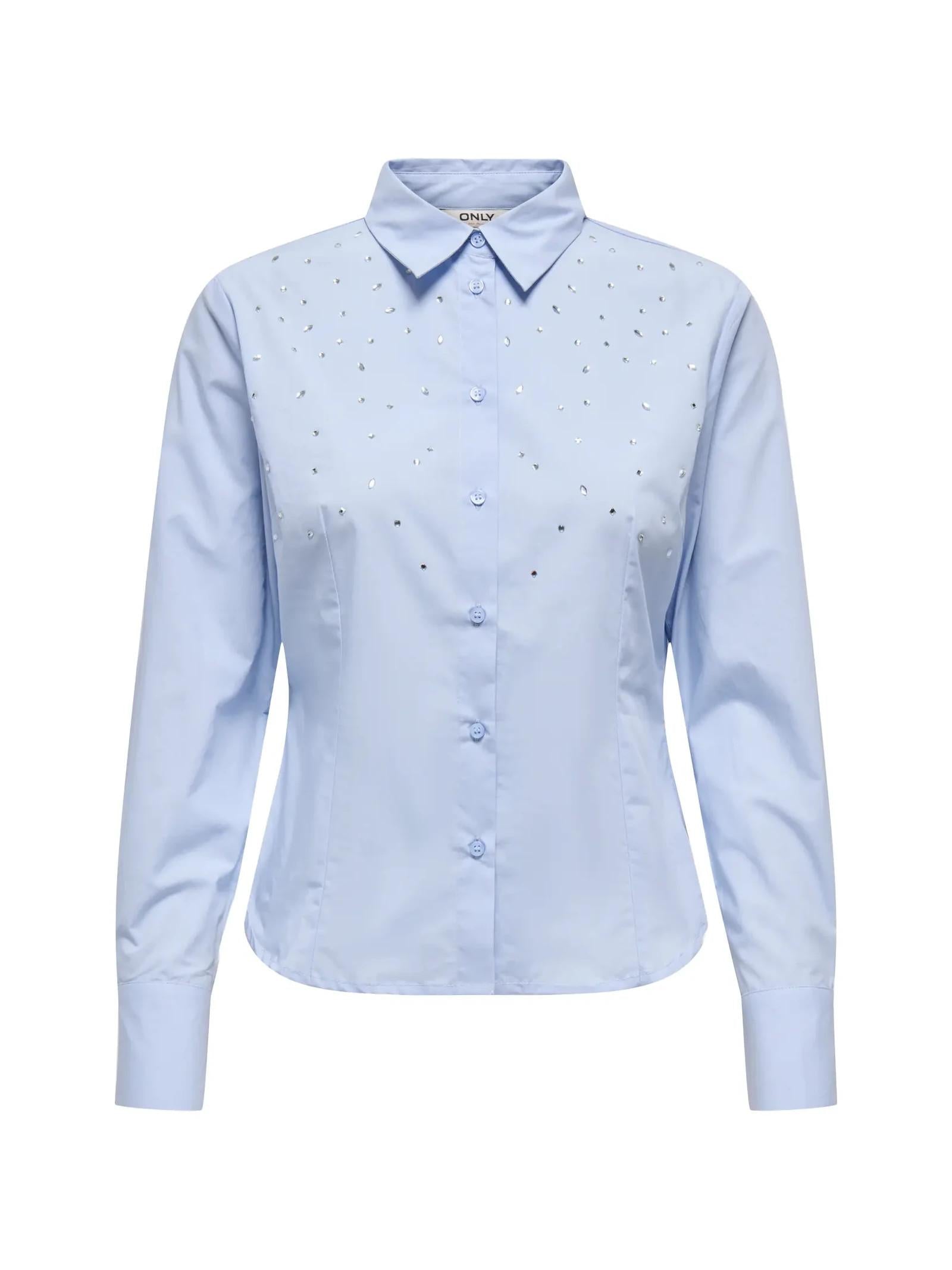 Camicia Only Aida Celeste con strass 15366704 /Brunnera Blue ONLY 