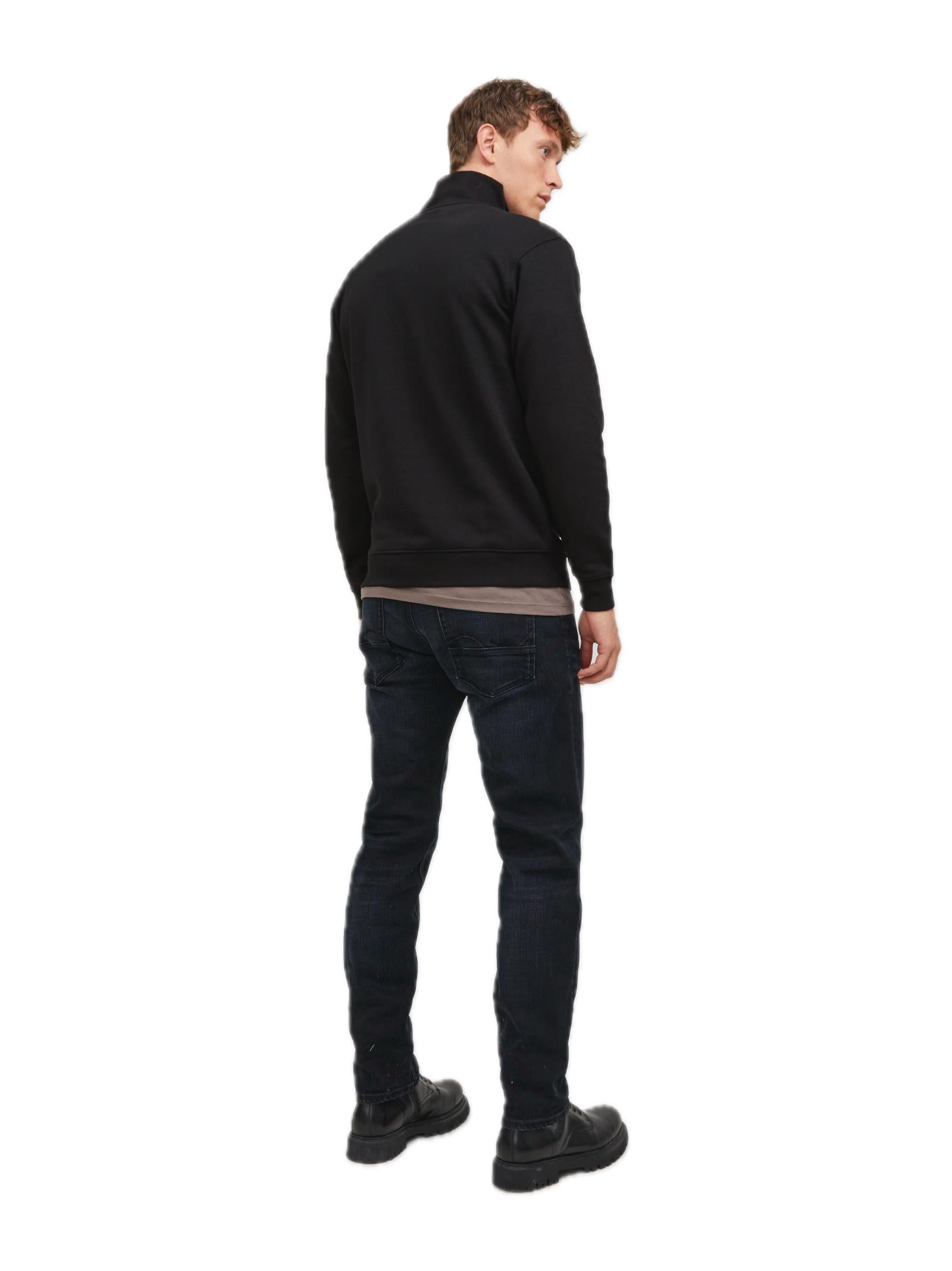 Felpa Jack & Jones Nero Bradley mezza zip 12250747 /Black JACK & JONES 