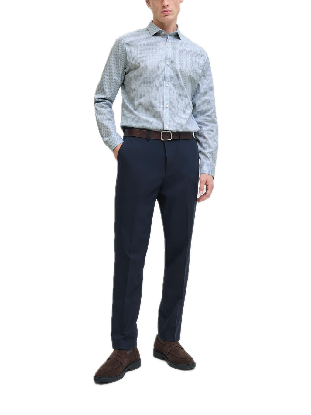 Camicia Jack & Jones Uomo Blackpool Celeste stretch 12284126 /Chambray Blue JACK & JONES 