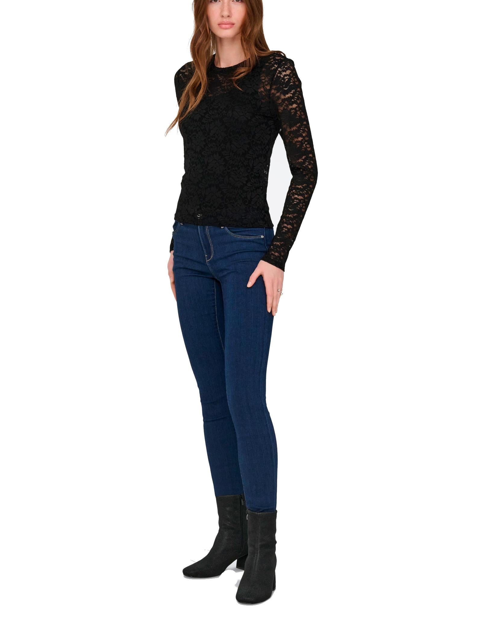 T-shirt Only Nikka Nero pizzo 15367565 /Black ONLY 