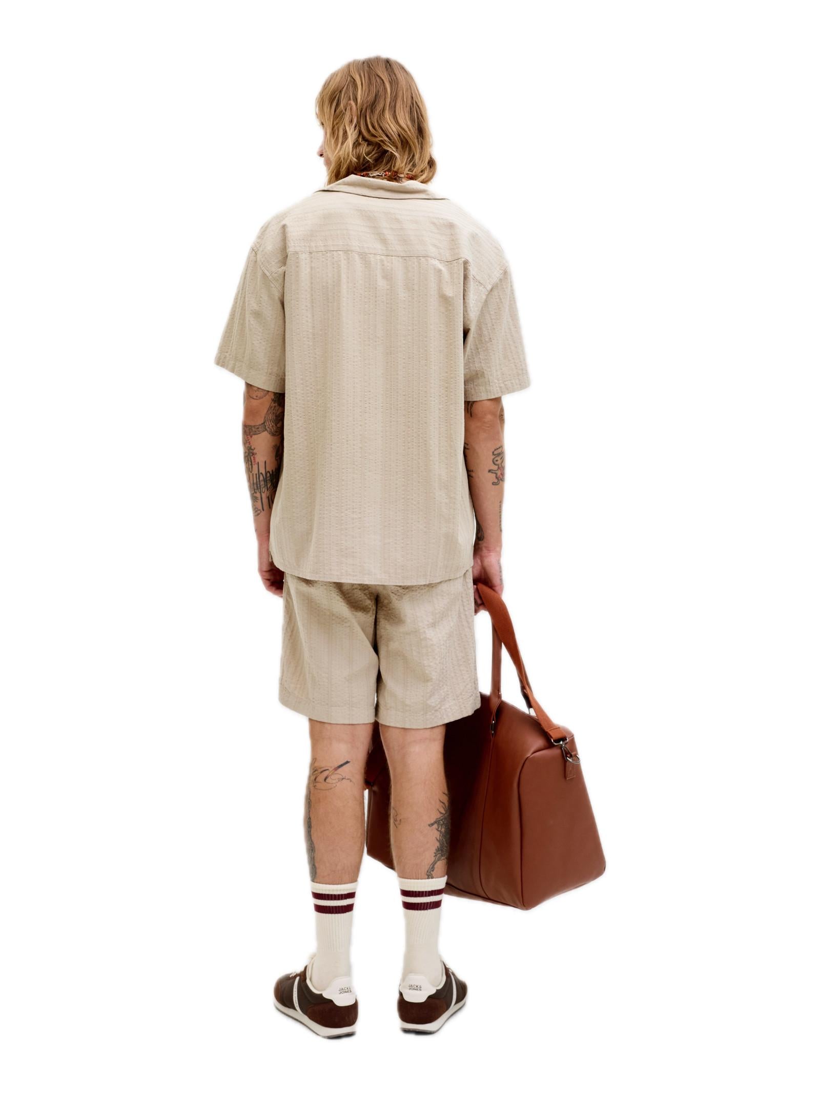 Camicia Jack & Jones Beige Tyson manica corta 12289457 /String JACK & JONES 