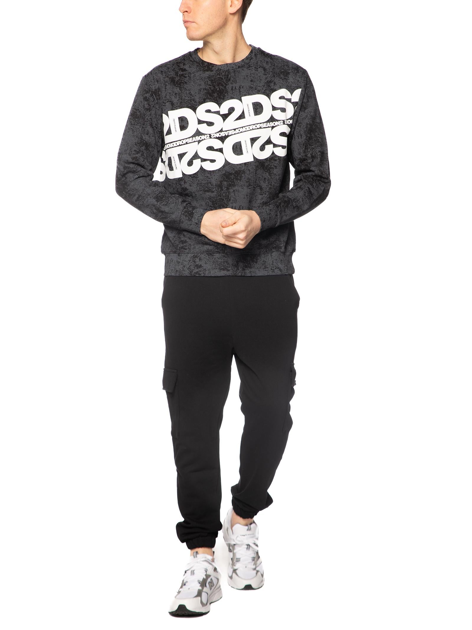 Felpa DS2 Nero Stone girocollo SS26263 NERO DS2 