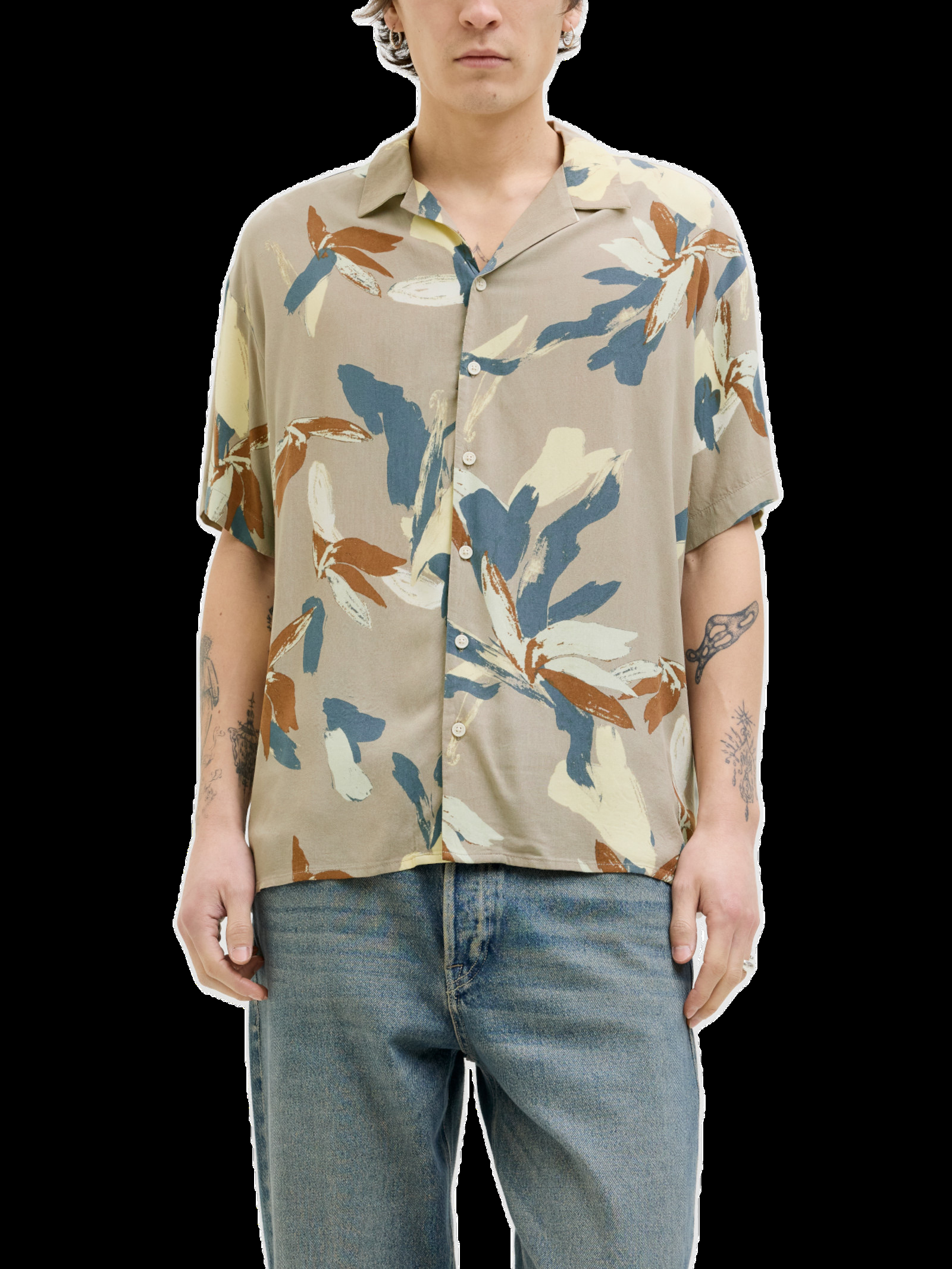 Camicia Jack & Jones Beige Luke fantasia floreale 12271111 /Silver Sage JACK & JONES 