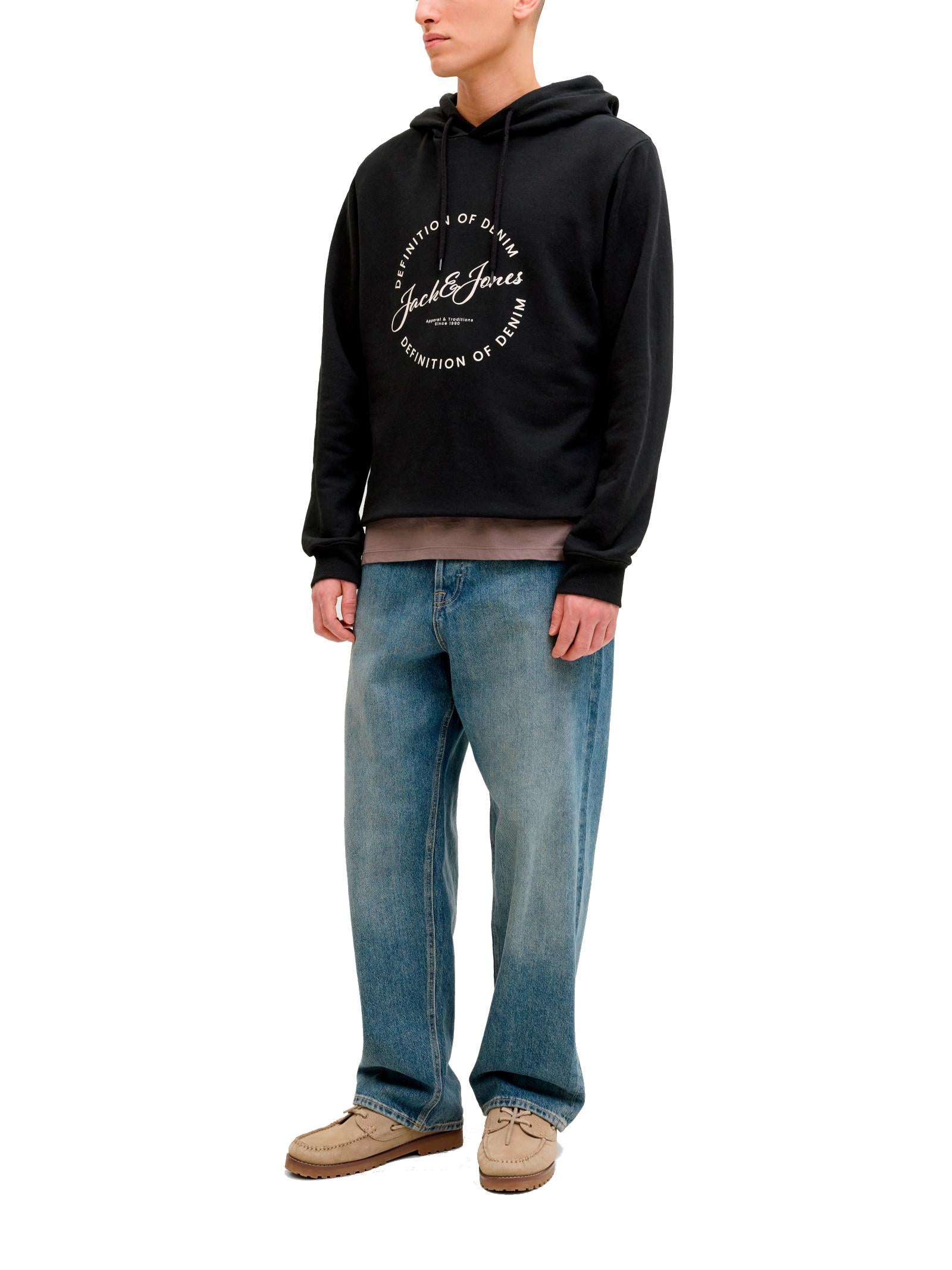 Felpa Jack & Jones Nero Grayson con stampa 12288378 /Black JACK & JONES 