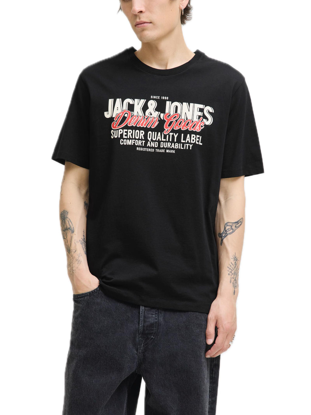 T-shirt Jack & Jones Logo Nero girocollo 12279535 /BLACK JACK & JONES 