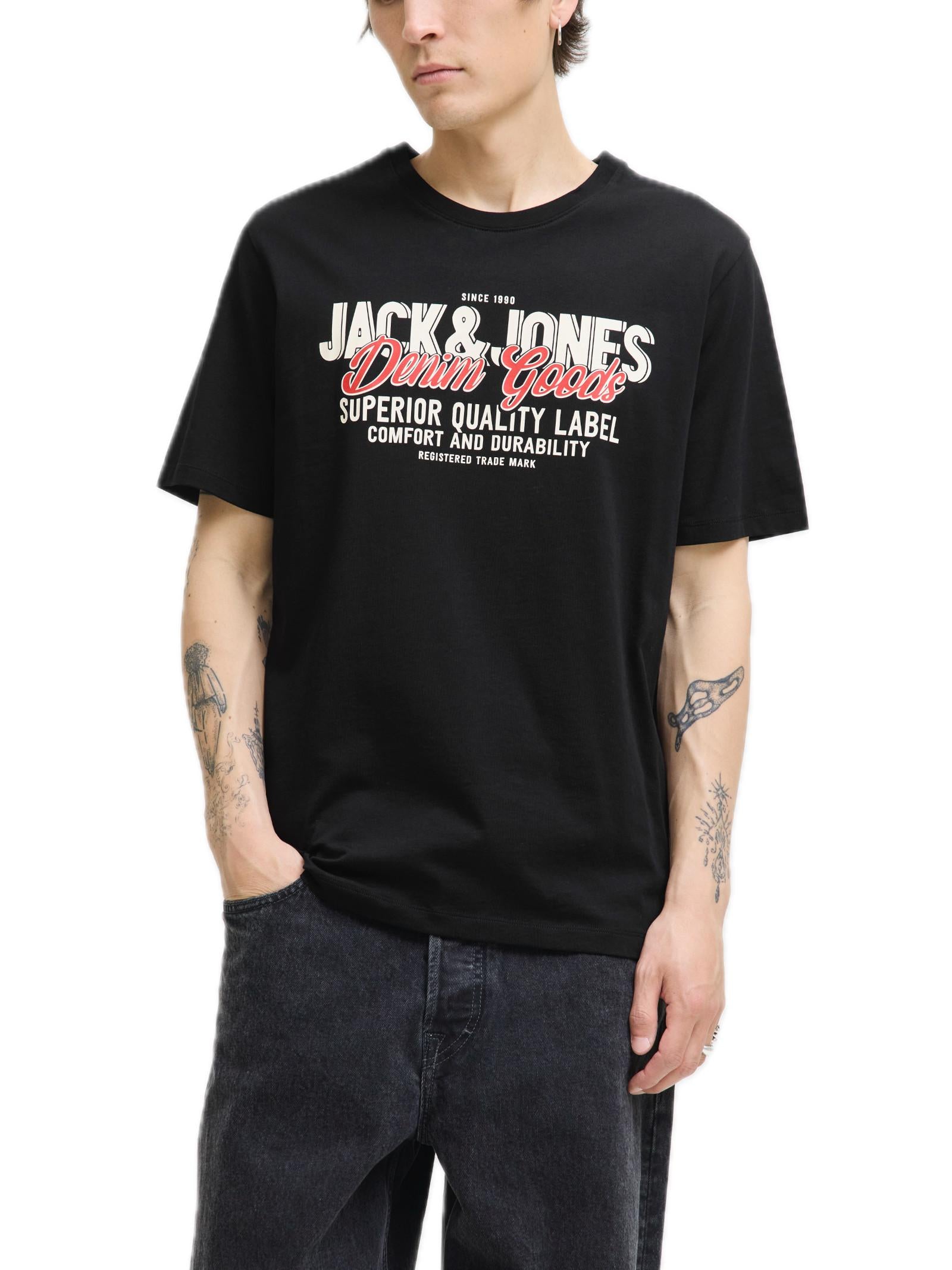 T-shirt Jack & Jones Logo Nero girocollo 12279535 /BLACK JACK & JONES 